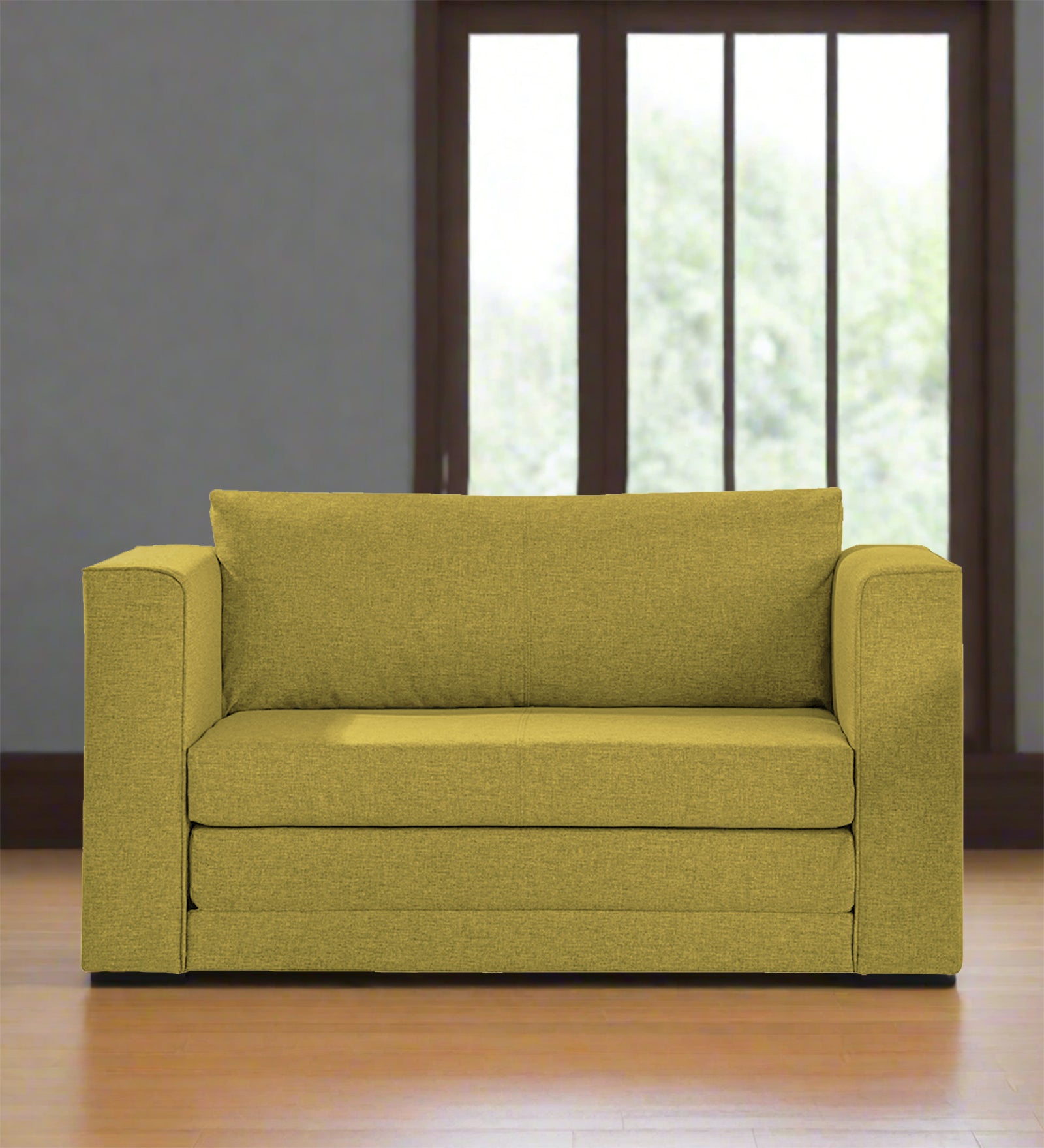 Kenia Fabric 2 Seater Foldable Sofa Cum Bed In Parrot Green Colour - Febonic Living