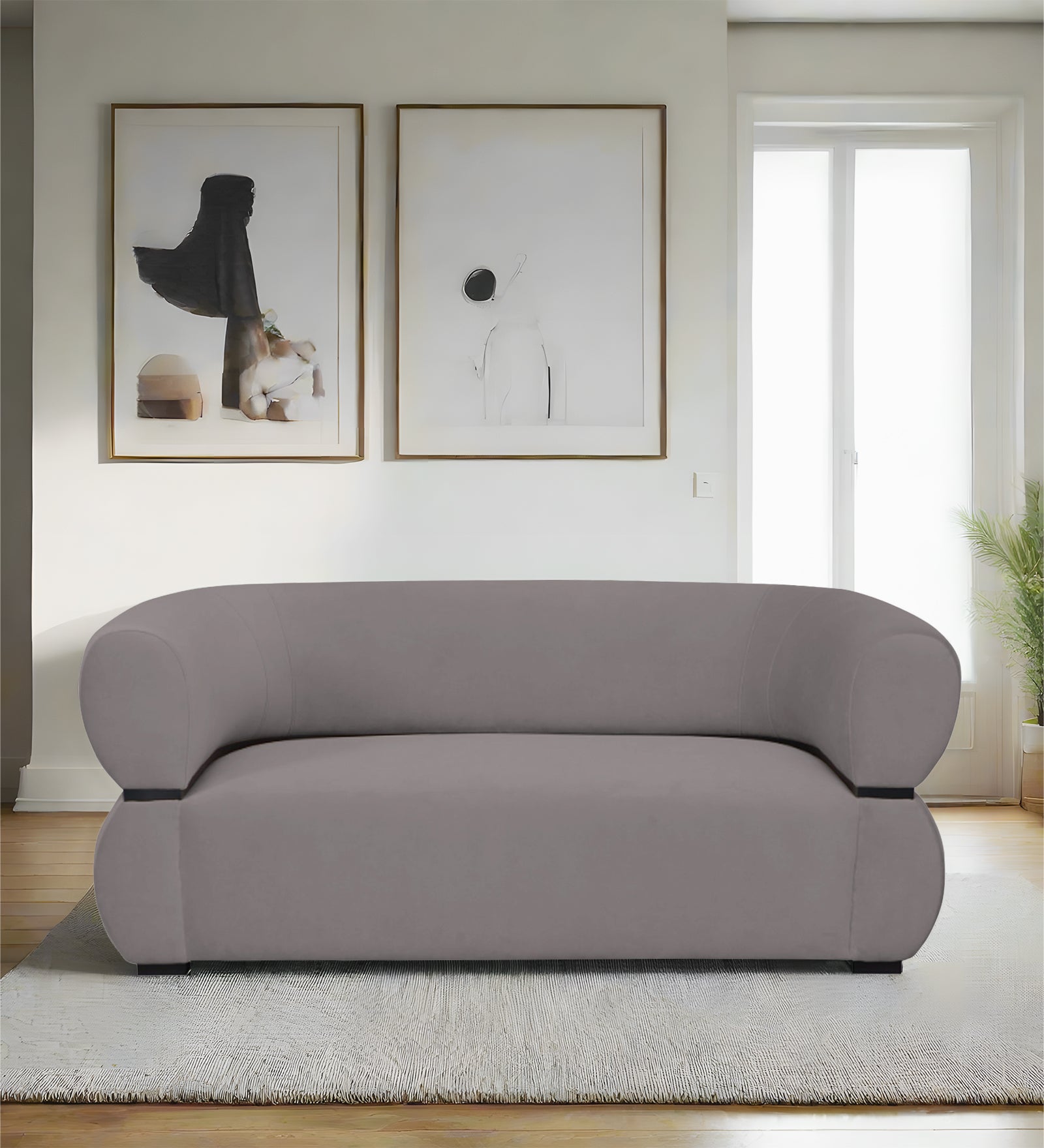 Kula Velvet 2 Seater Sofa In Pearl Grey Colour - Febonic Living