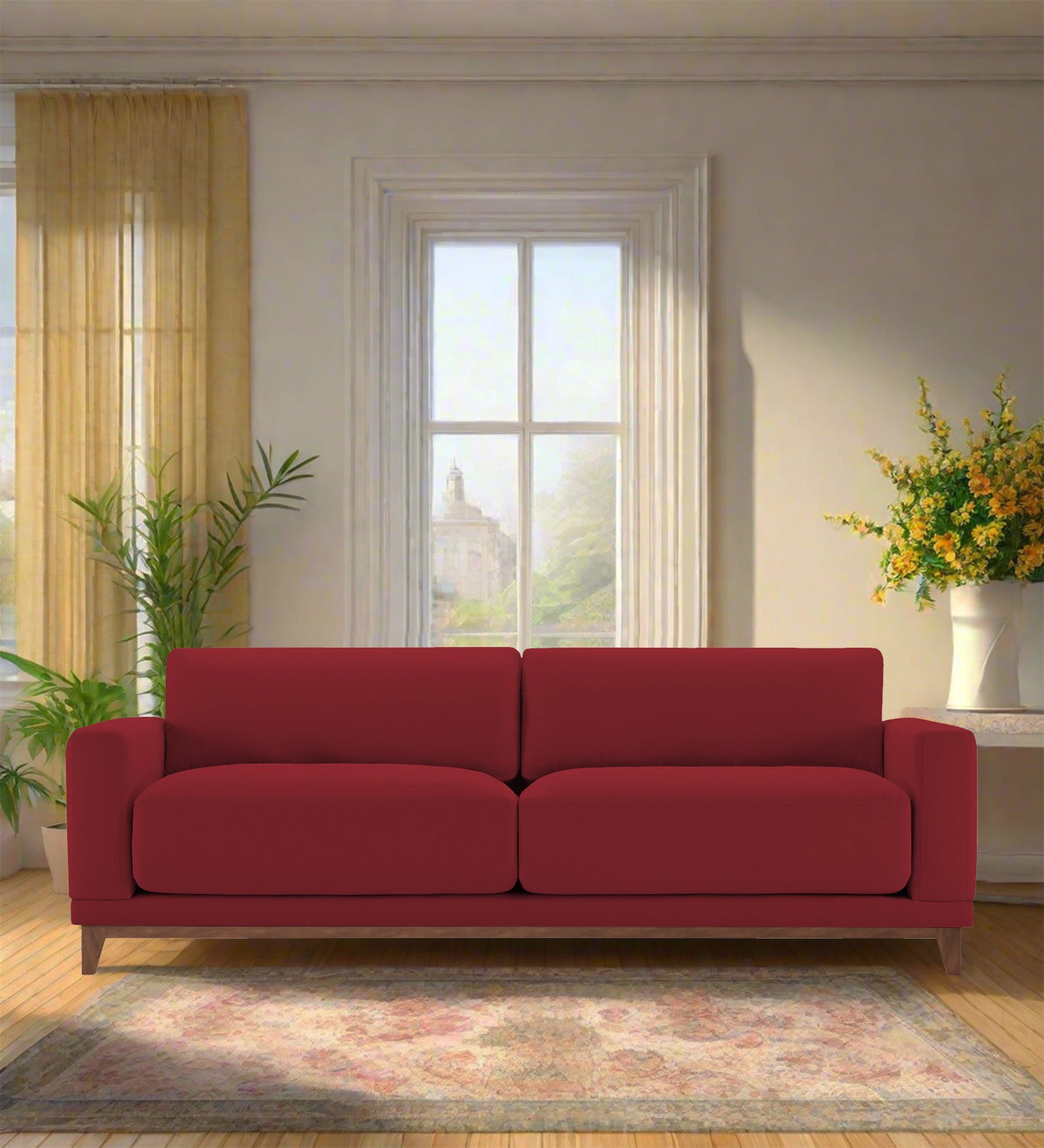 Esha Fabric 3 Seater Sofa In Chilli Red Colour - Febonic Living