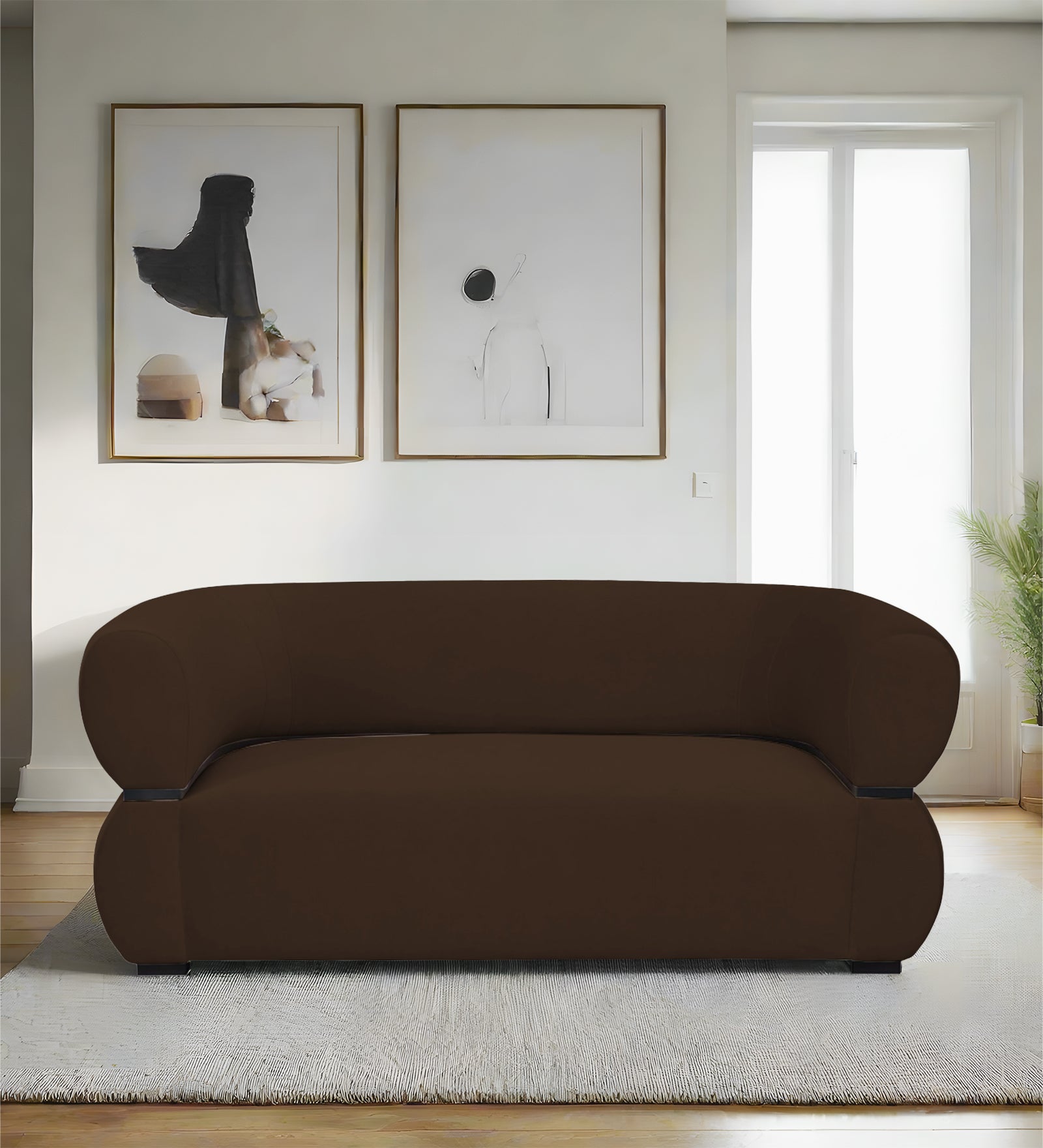 Kula Velvet 2 Seater Sofa In Cholocate Brown Colour - Febonic Living