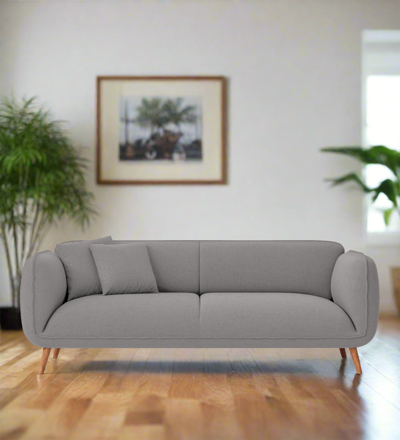Zia Fabric 3 Seater Sofa In Silver Grey Colour - Febonic Living