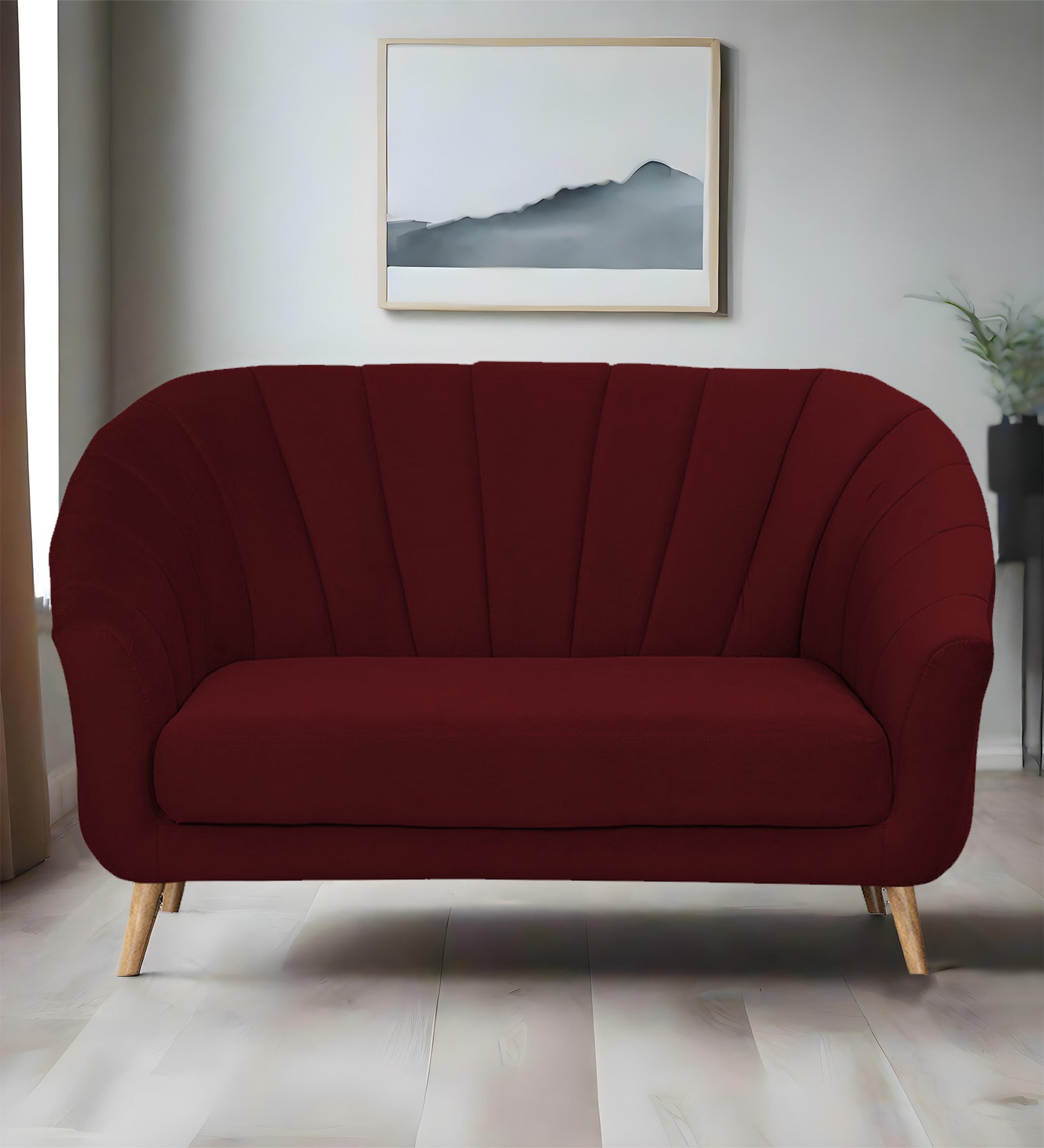 Kaylee Velvet 2 Seater Sofa In Dark Maroon Colour - Febonic Living