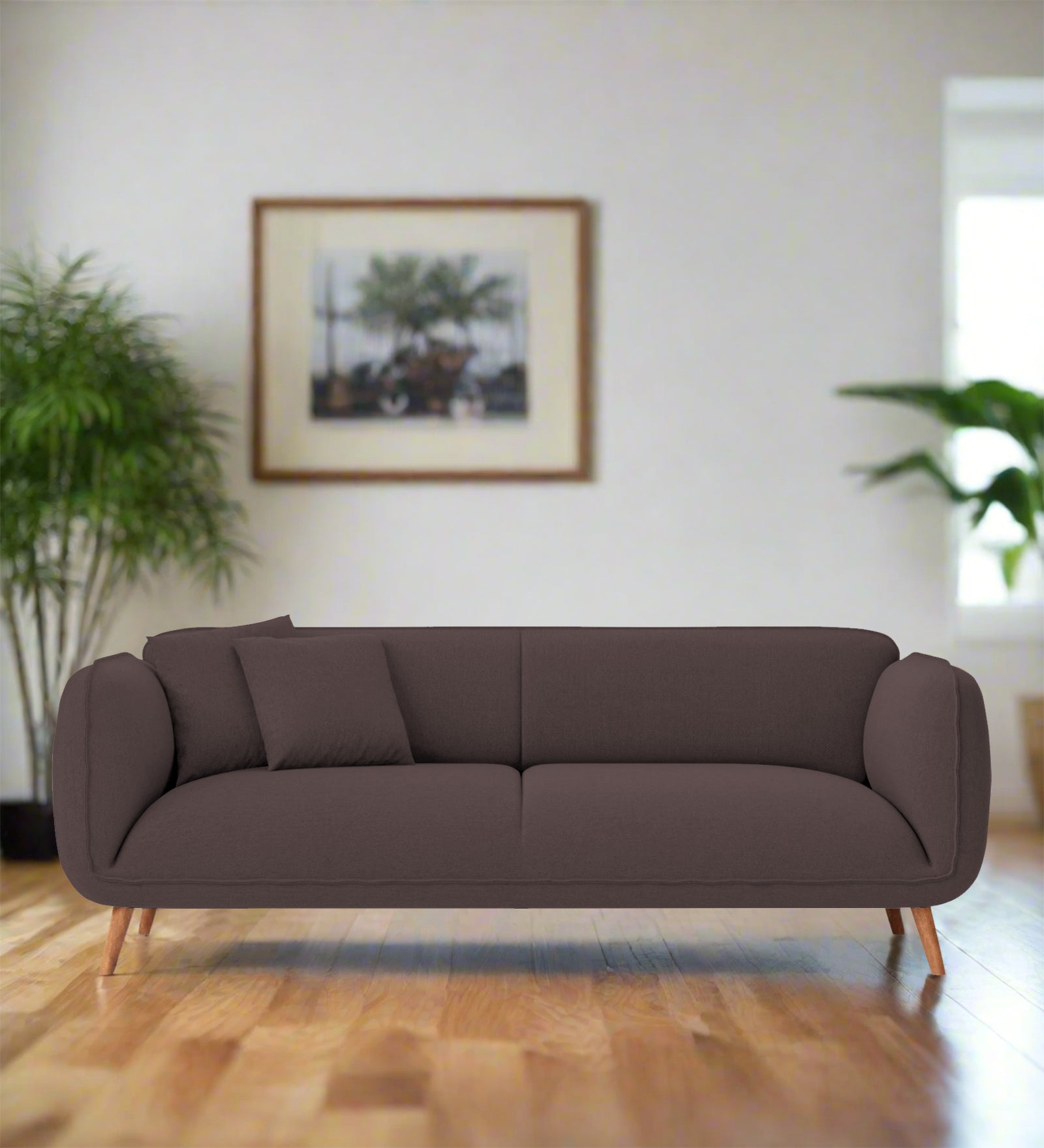 Zia Fabric 3 Seater Sofa In Night Brown Colour - Febonic Living