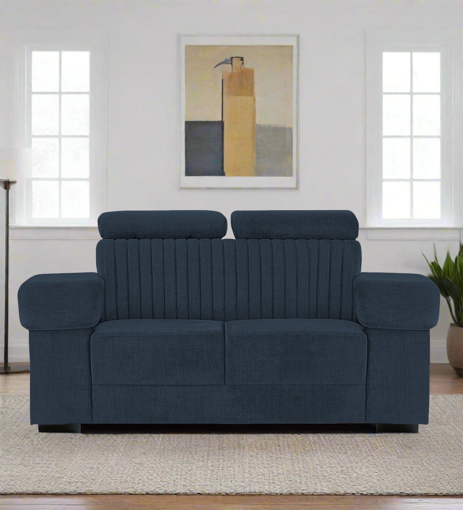 Draco Fabric 2 Seater Sofa In Denim Blue Colour - Febonic Living