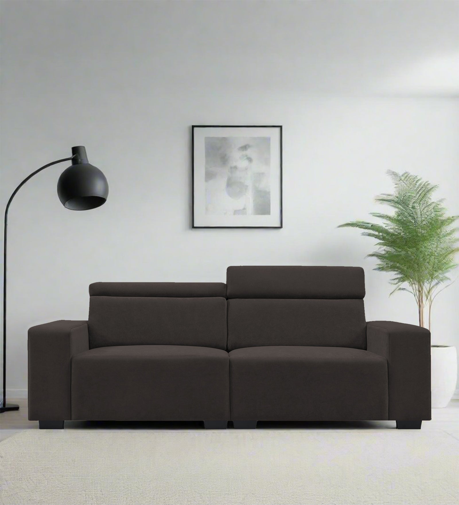 Hiro Fabric 2 Seater Sofa In Coal Brown Colour - Febonic Living