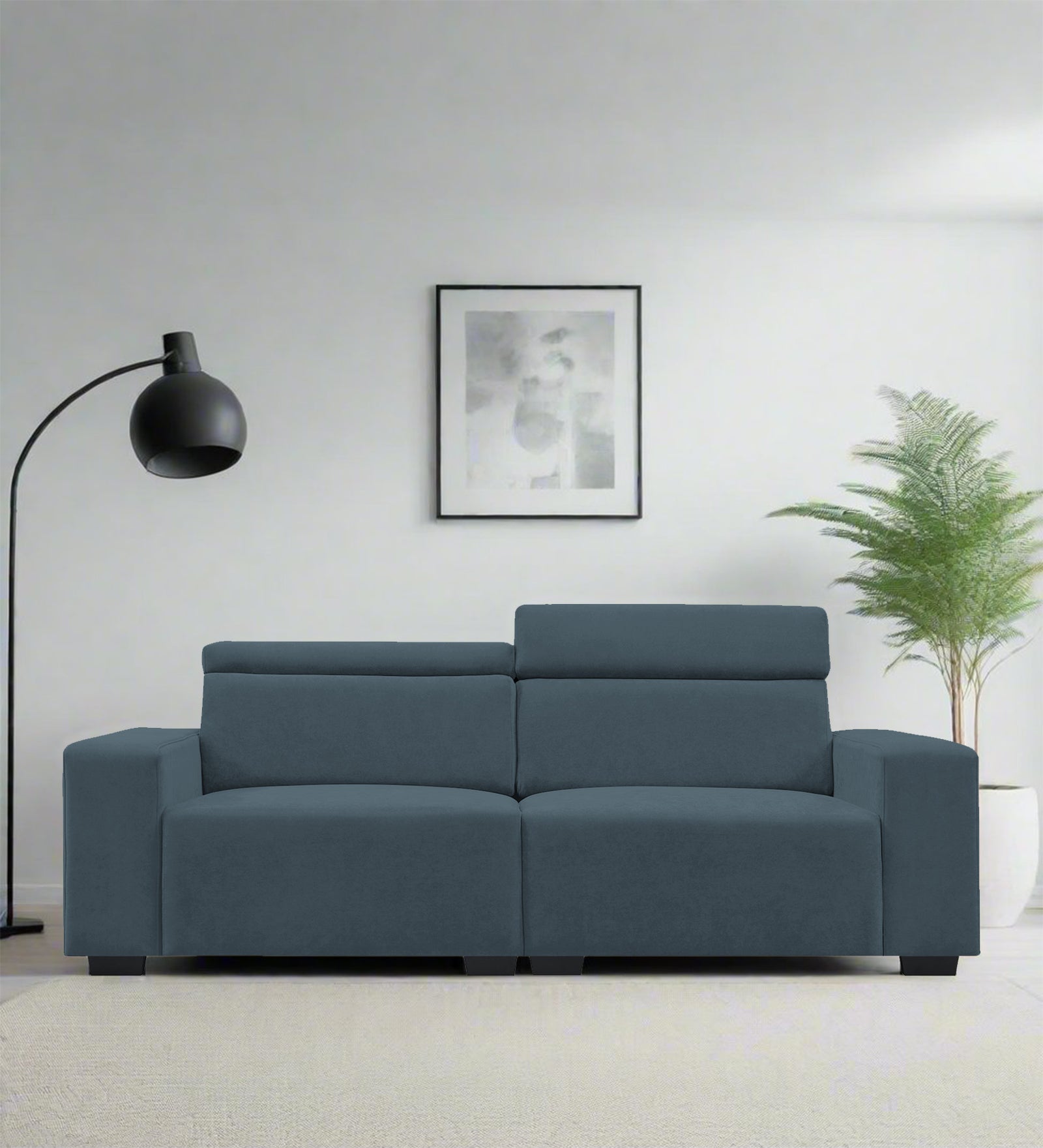 Hiro Fabric 2 Seater Sofa In Cobalt Blue Colour - Febonic Living