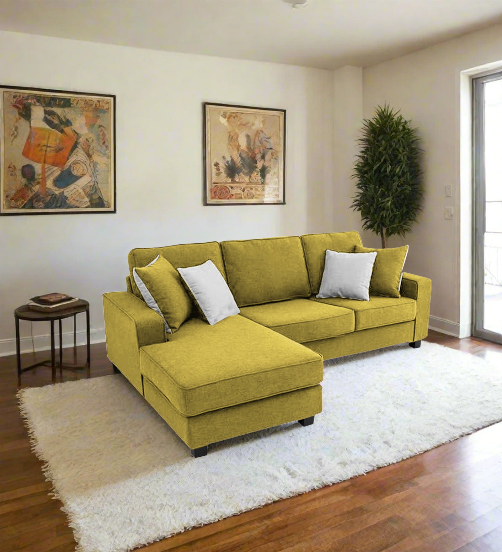 Ladybug Fabric RHS Sectional Sofa (2+Lounger) In Parrot Green Colour - Febonic Living