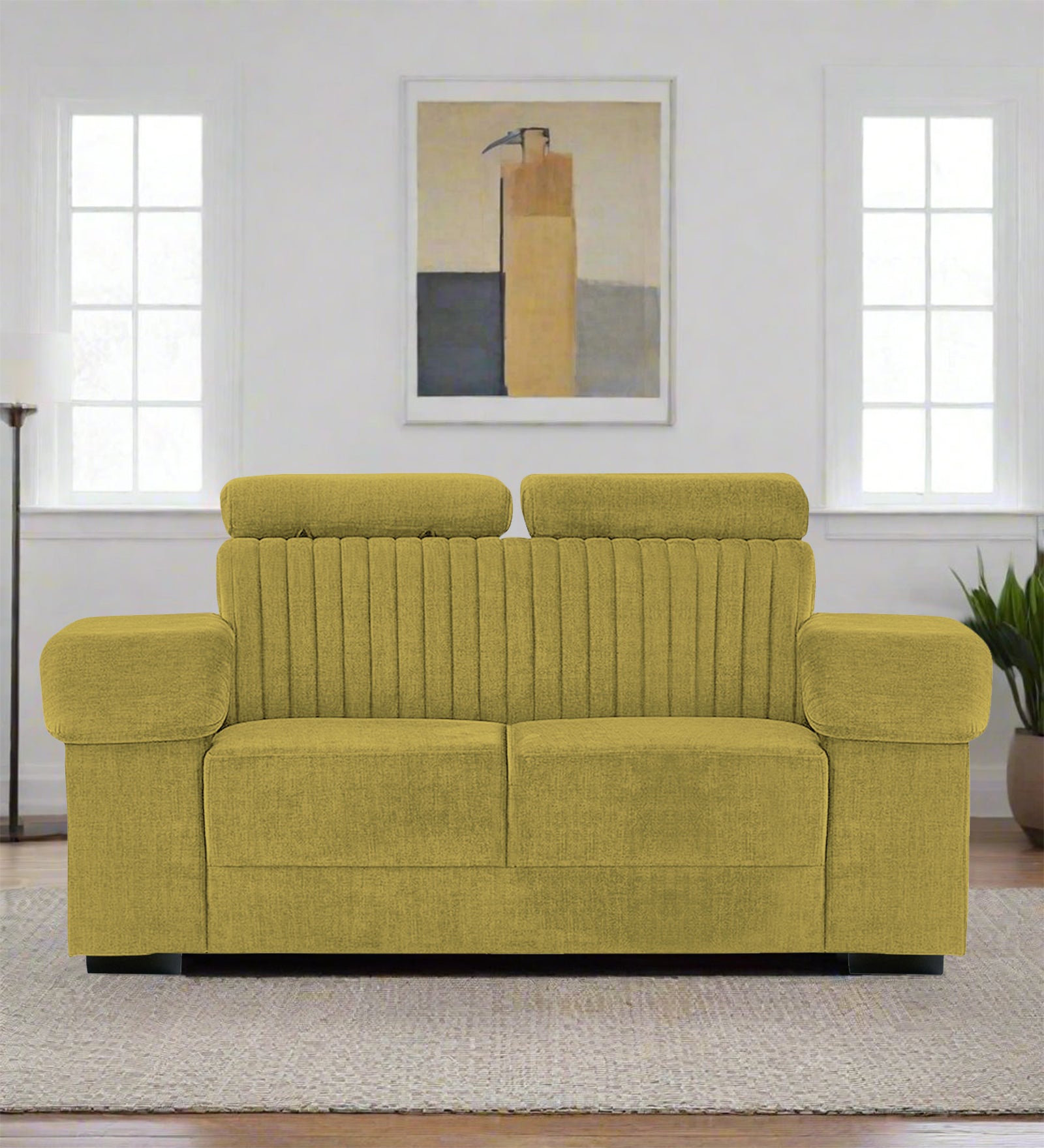 Draco Fabric 2 Seater Sofa In Parrot Green Colour - Febonic Living