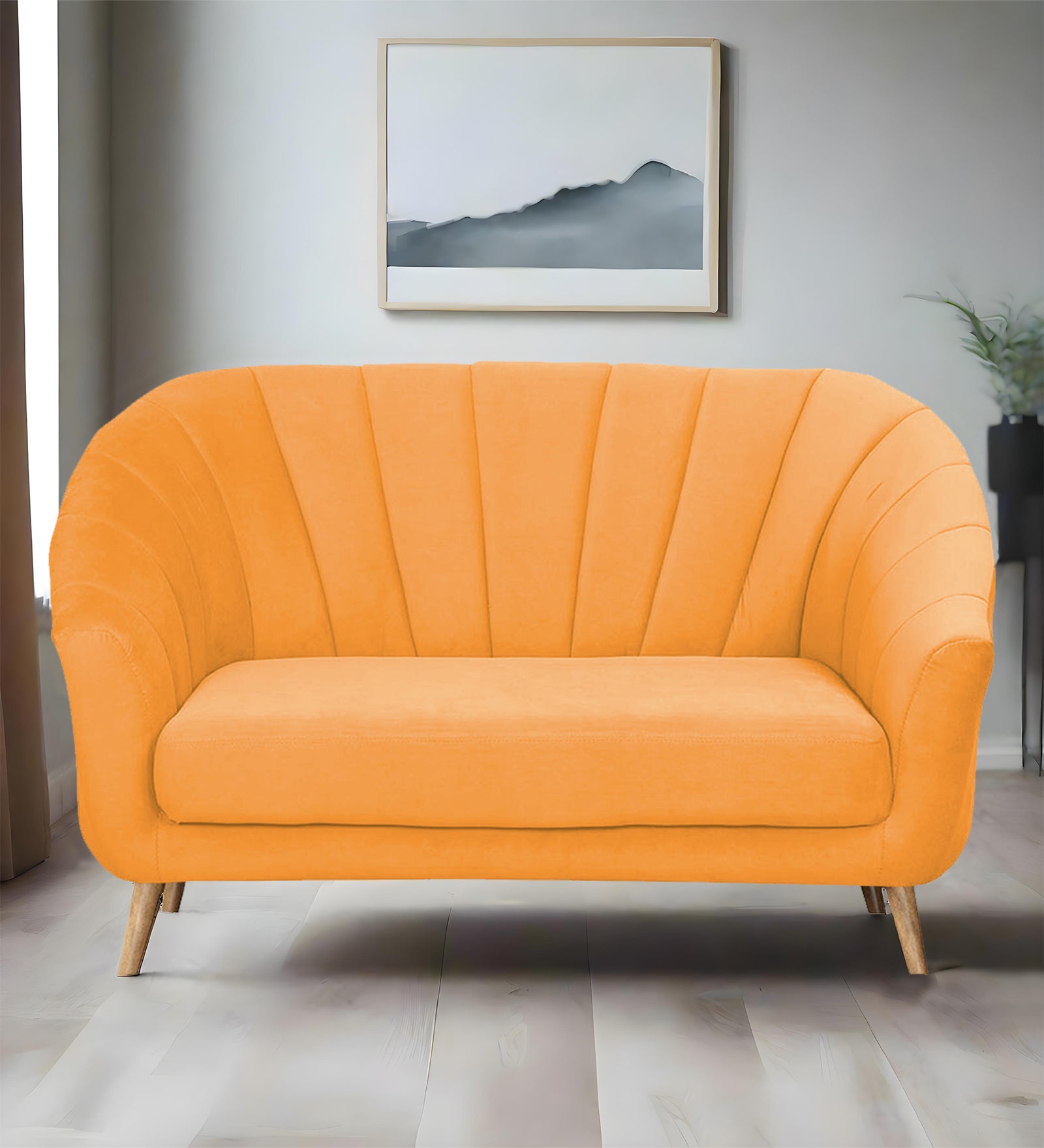 Kaylee Velvet 2 Seater Sofa In Tangerine orange Colour - Febonic Living