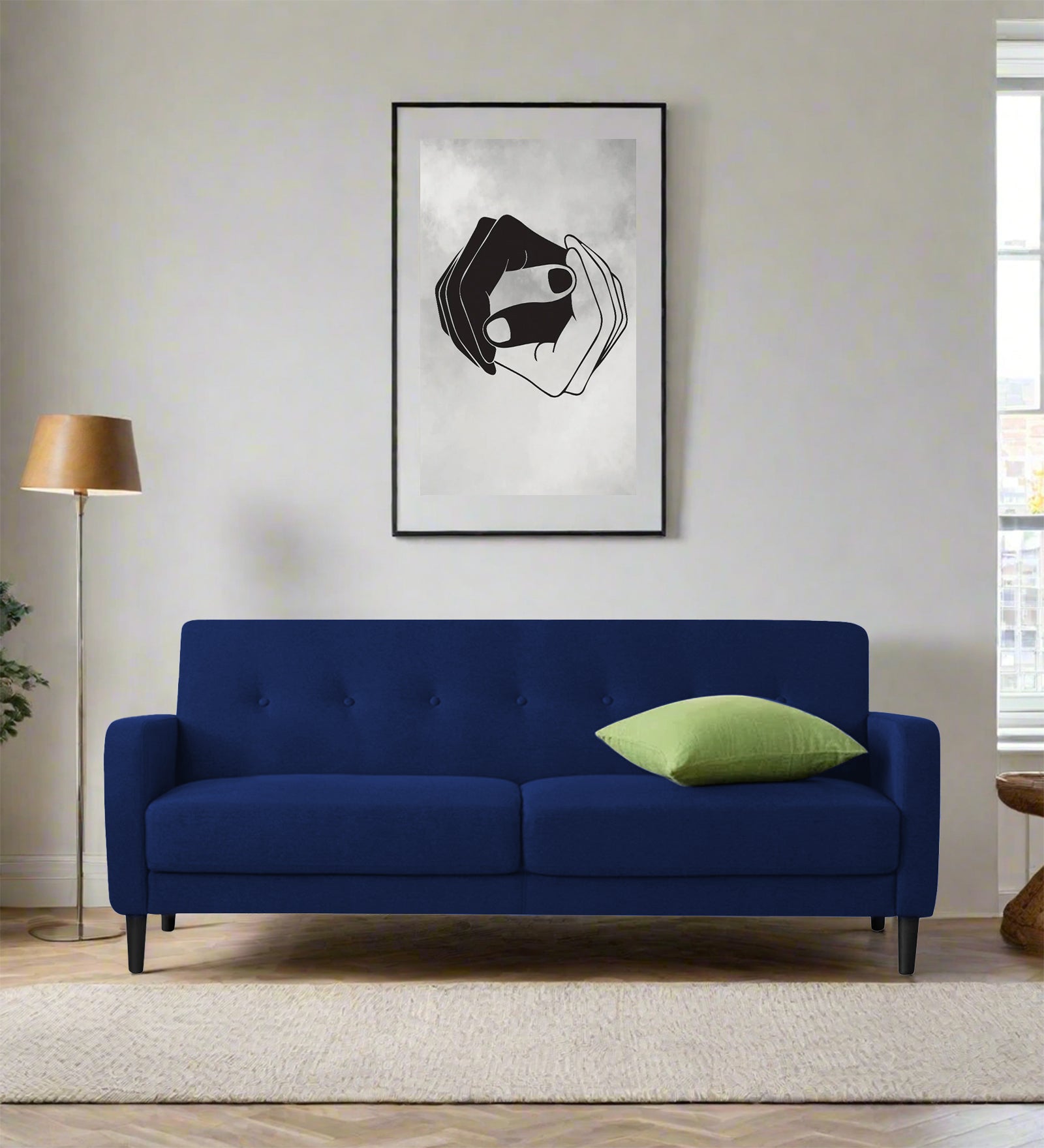 Marq Fabric 3 Seater Sofa In Royal Blue Colour - Febonic Living