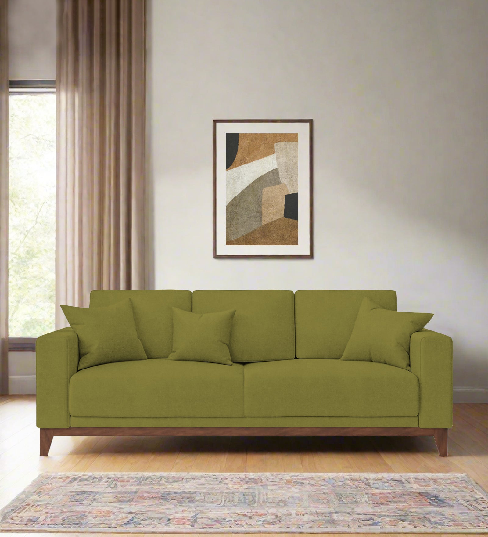 Luca Fabric 3 Seater Sofa In Kelly Green Colour - Febonic Living