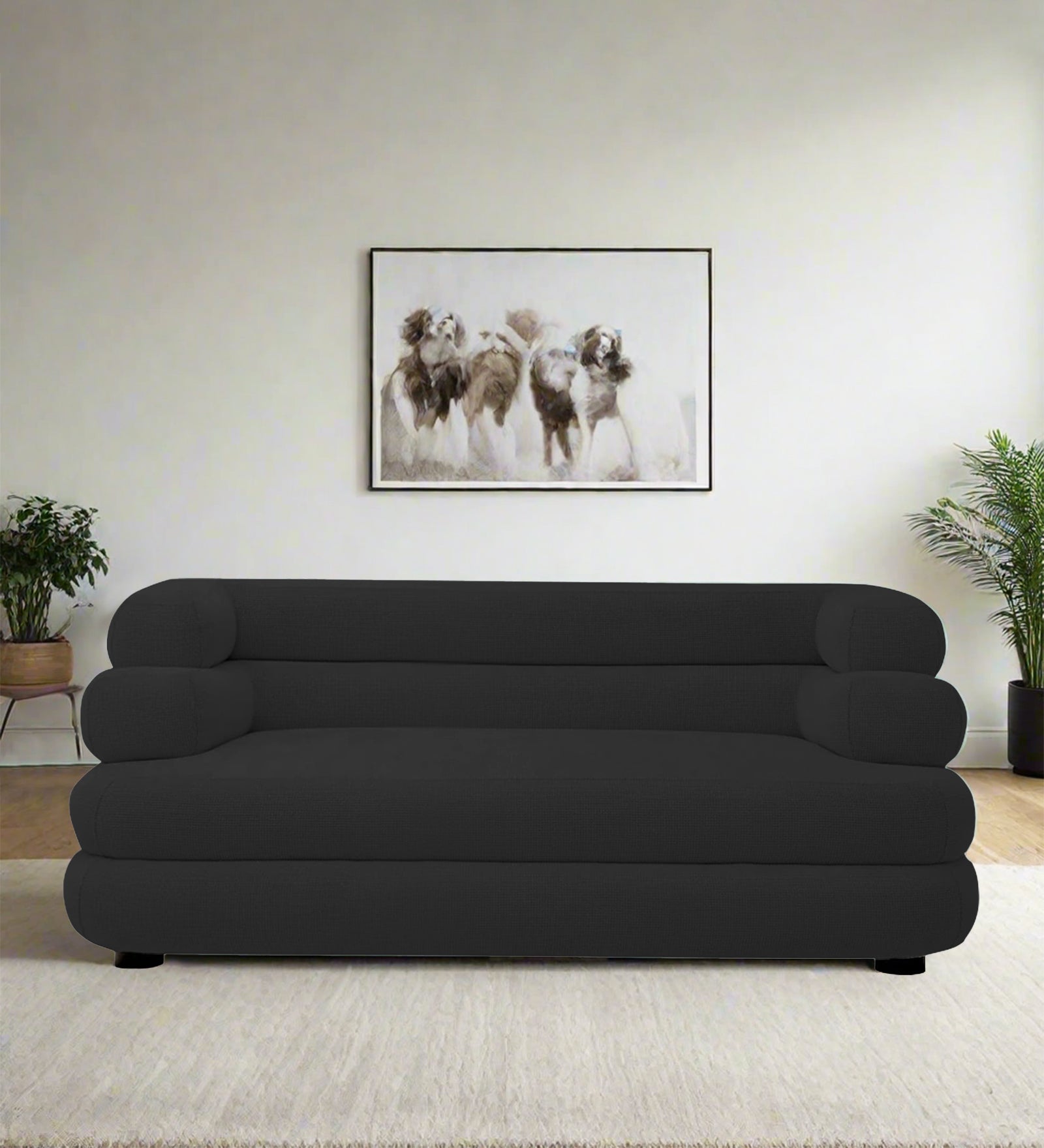 Wener Fabric 2 Seater Sofa In Bitter Black Colour - Febonic Living