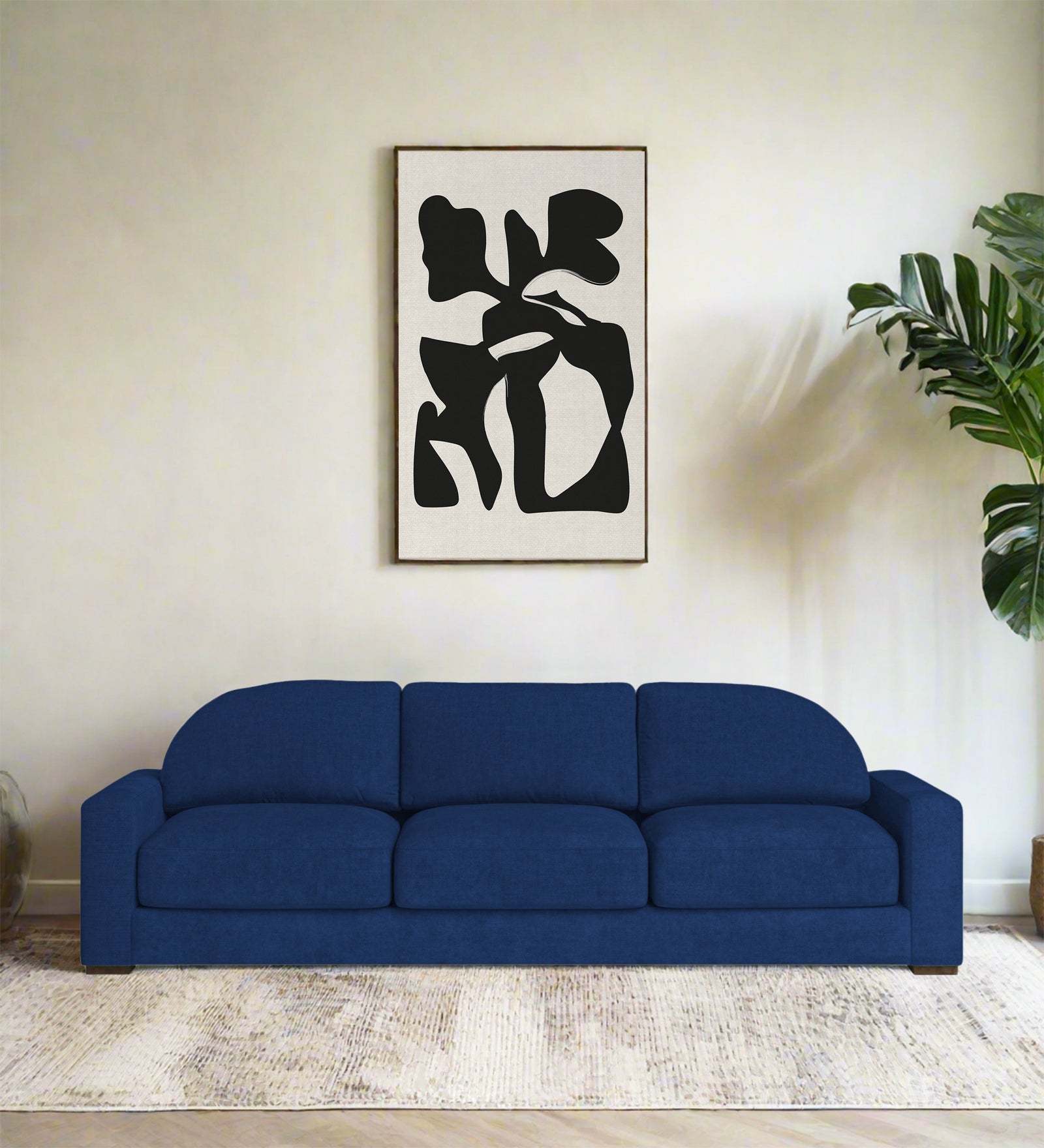 Dara Fabric 3 Seater Sofa In Royal Blue Colour