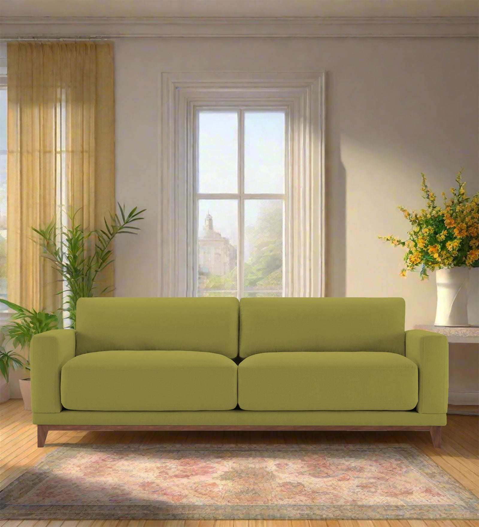 Esha Fabric 3 Seater Sofa In Kelly Green Colour - Febonic Living