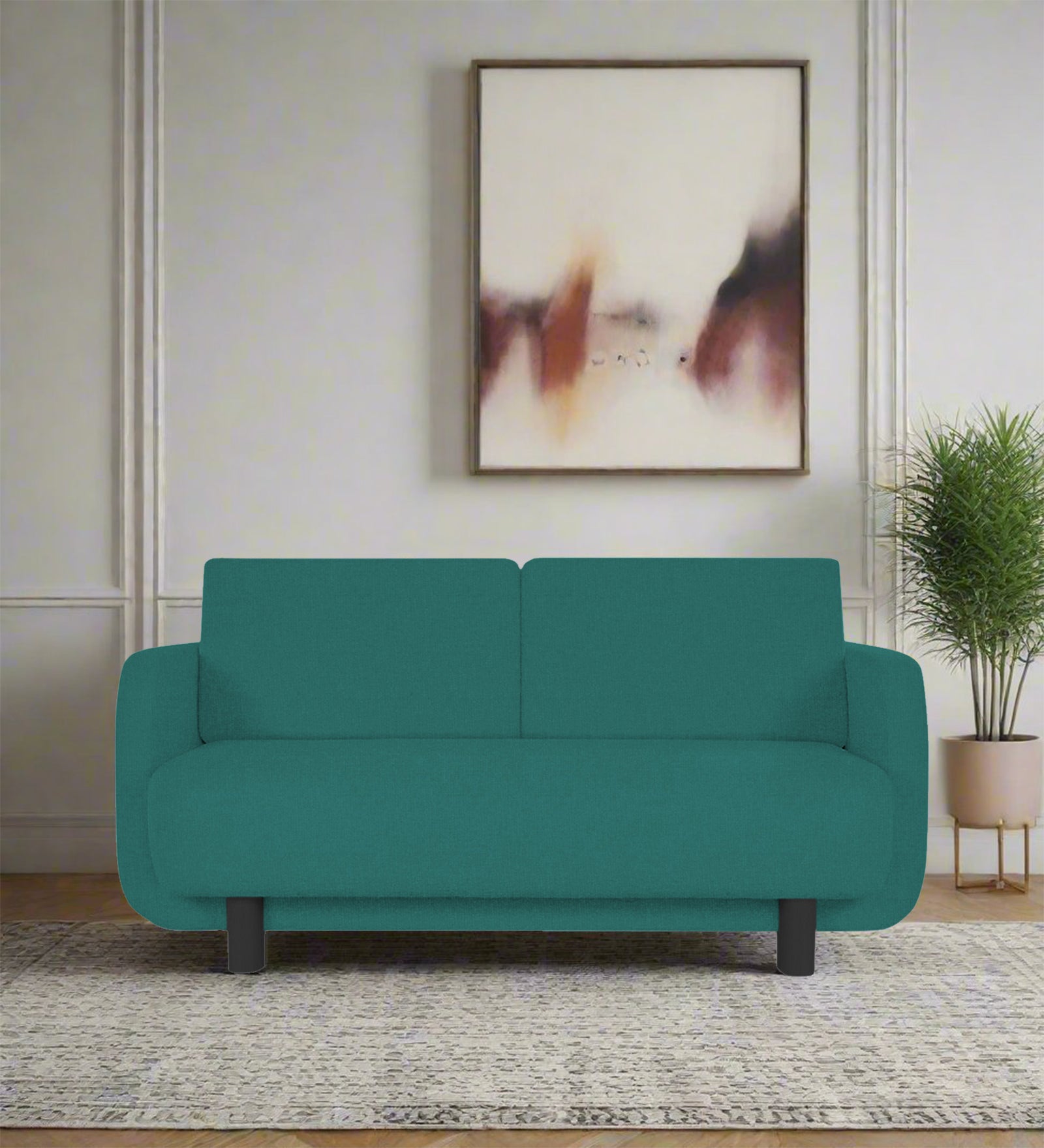 Varu Fabric 2 Seater Sofa In Sea Green Colour - Febonic Living