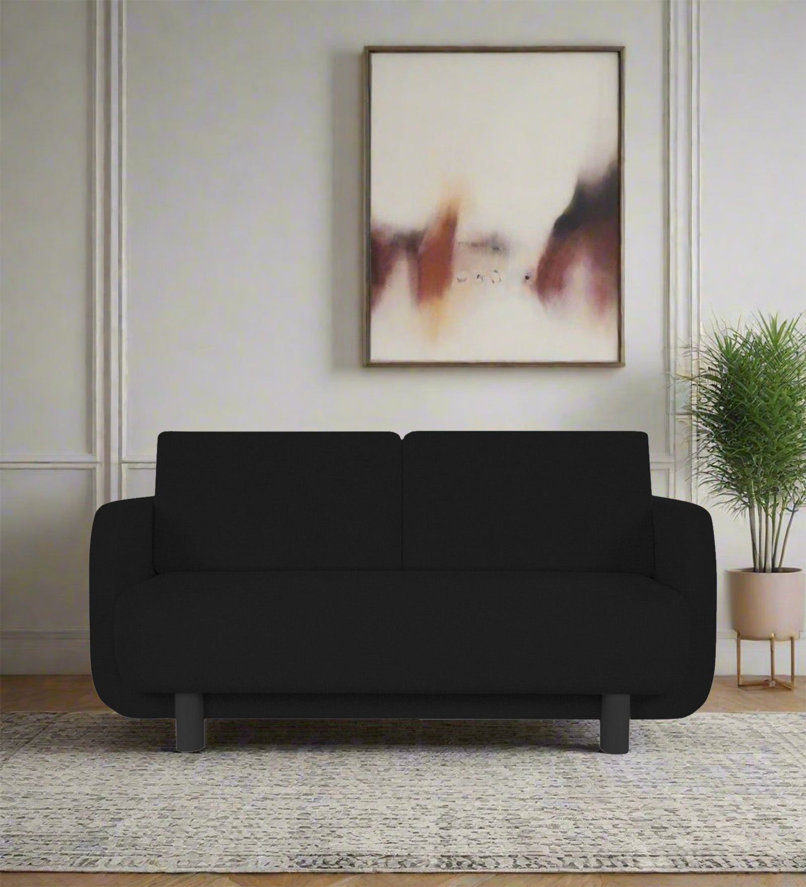Varu Fabric 2 Seater Sofa In Zed Black Colour - Febonic Living