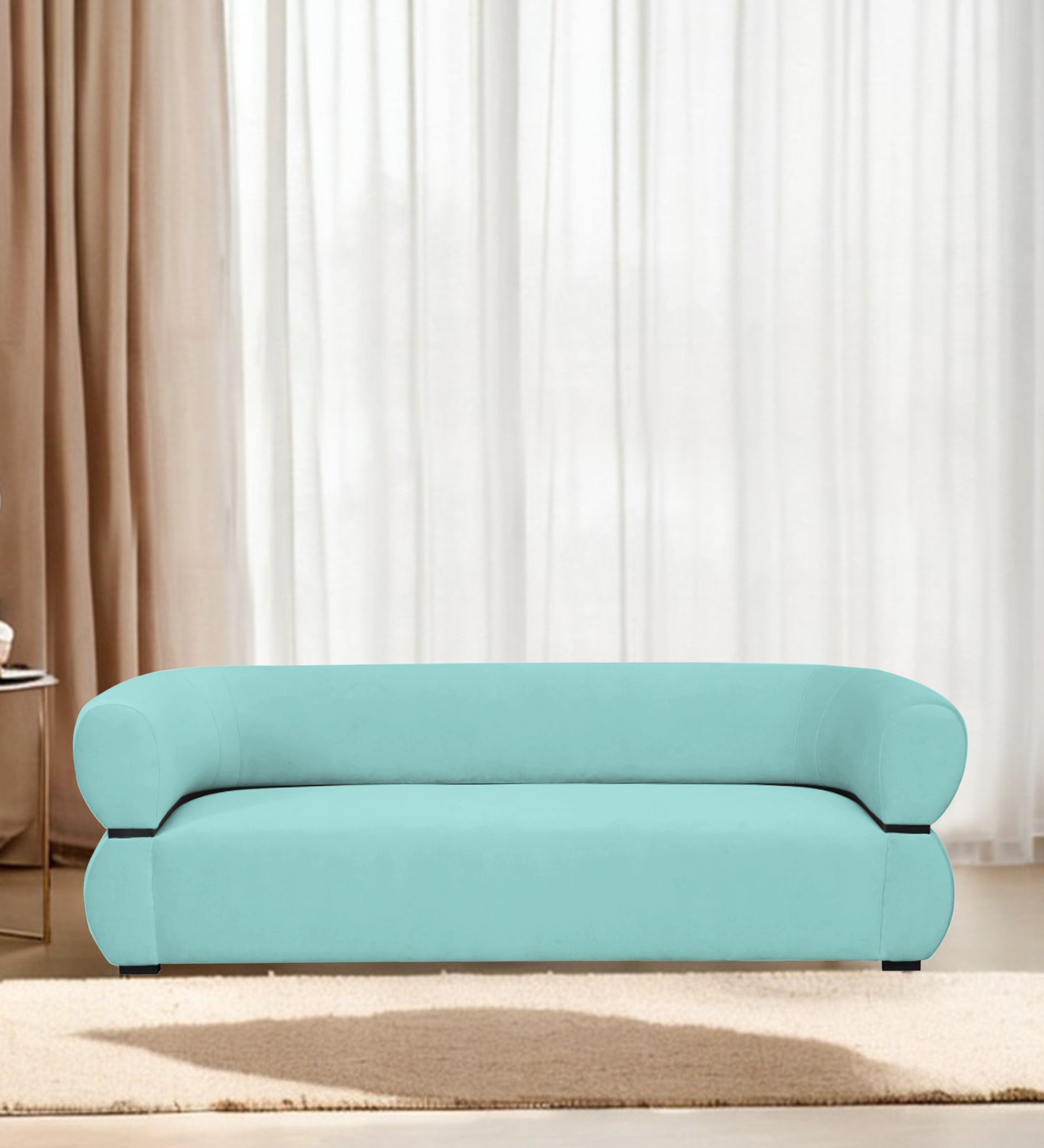 Kula Velvet 3 Seater Sofa In Barmunda Aqua Colour - Febonic Living