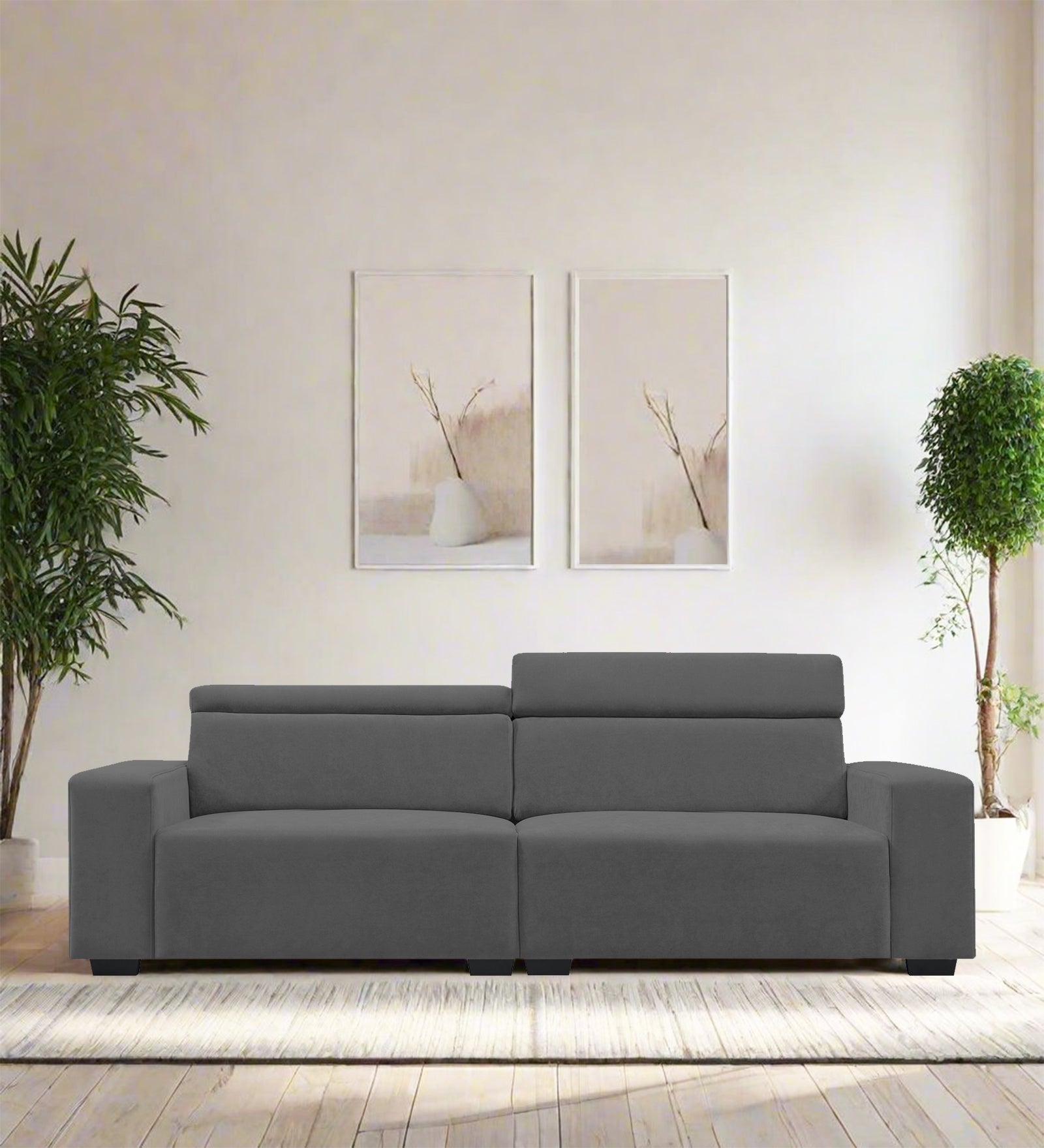 Hiro Fabric 3 Seater Sofa In Dusky Grey Colour - Febonic Living