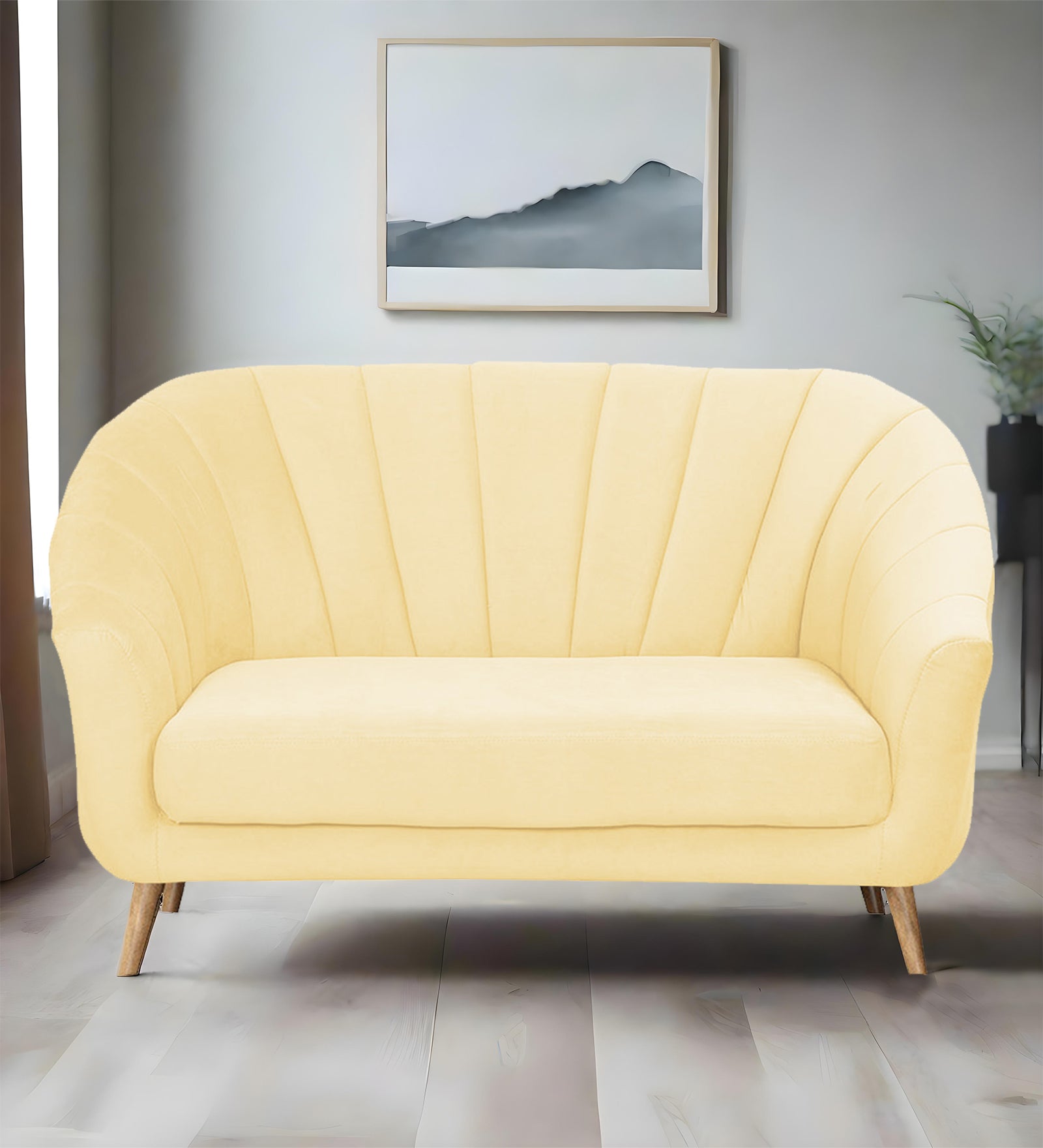 Kaylee Velvet 2 Seater Sofa In Sandy Beige Colour - Febonic Living