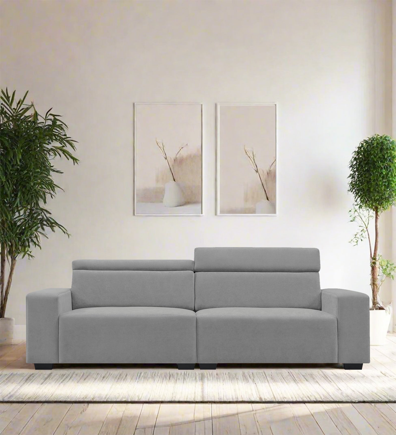 Hiro Fabric 3 Seater Sofa In Smoke Grey Colour - Febonic Living