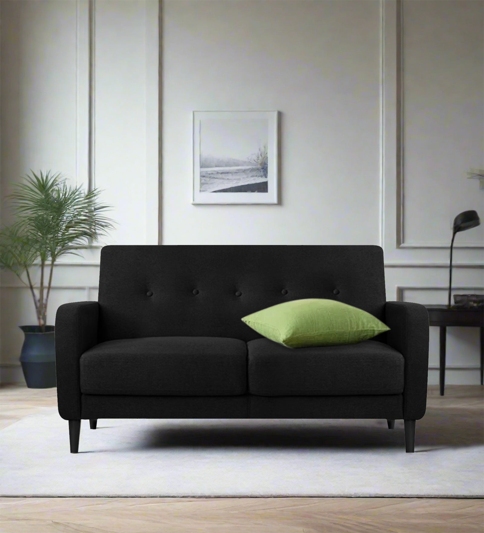 Marq Fabric 2 Seater Sofa In Zed Black Colour - Febonic Living