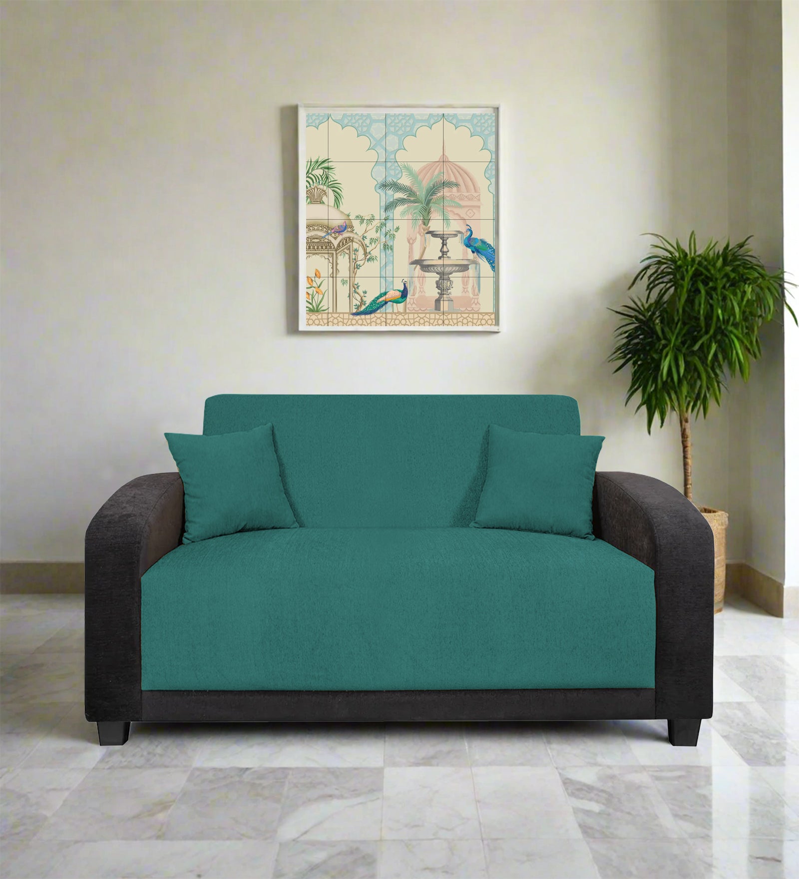 Alex Fabric 2 Seater Sofa In Sea Green Colour - Febonic Living