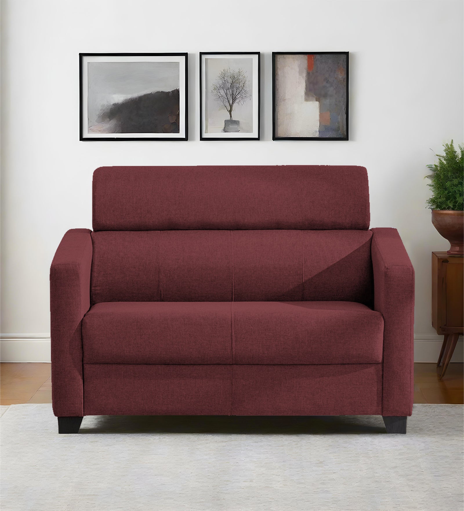 Devo Fabric 2 Seater Sofa In Blaze Red Colour - Febonic Living