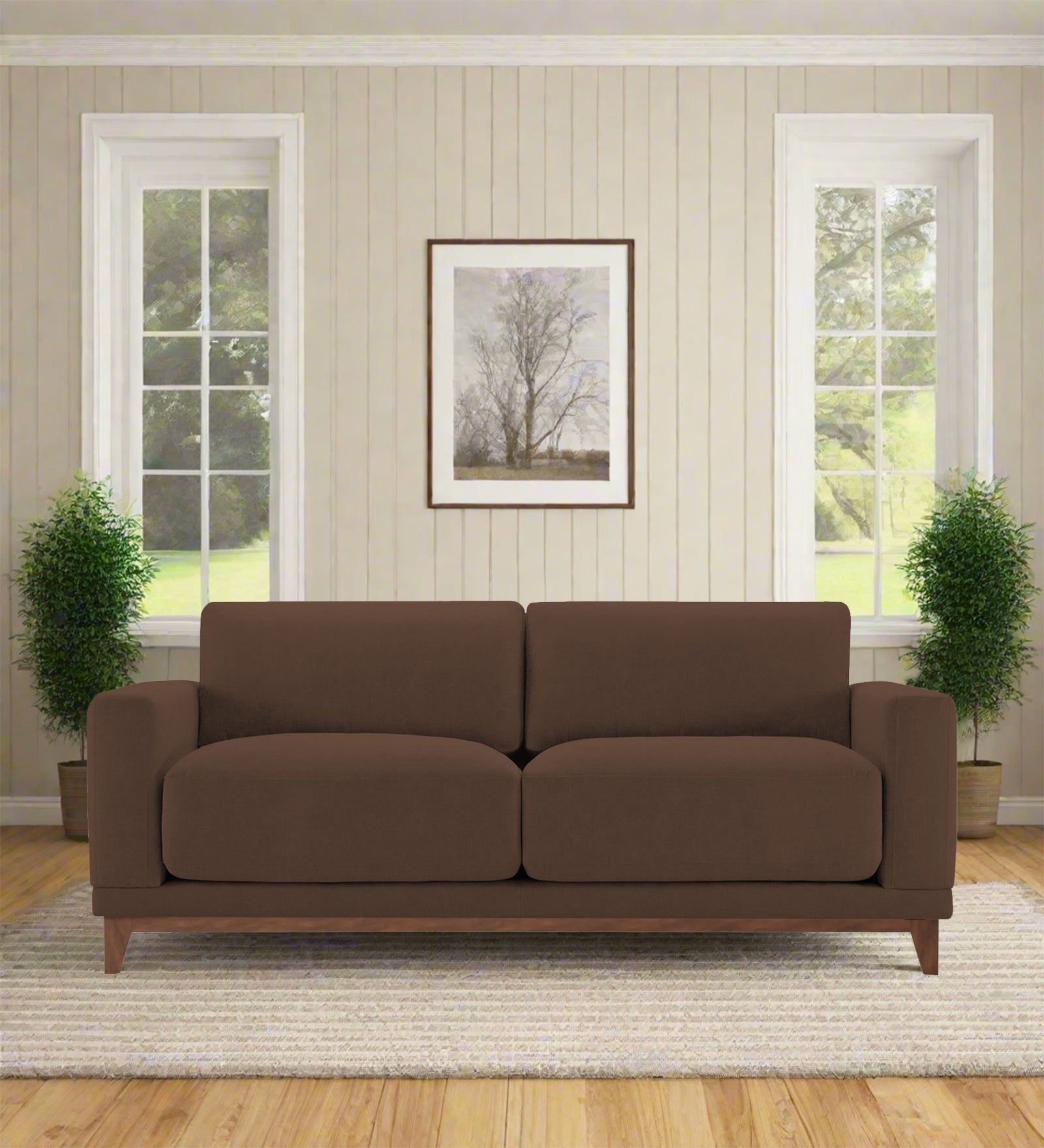 Esha Fabric 2 Seater Sofa In Ash Brown Colour - Febonic Living