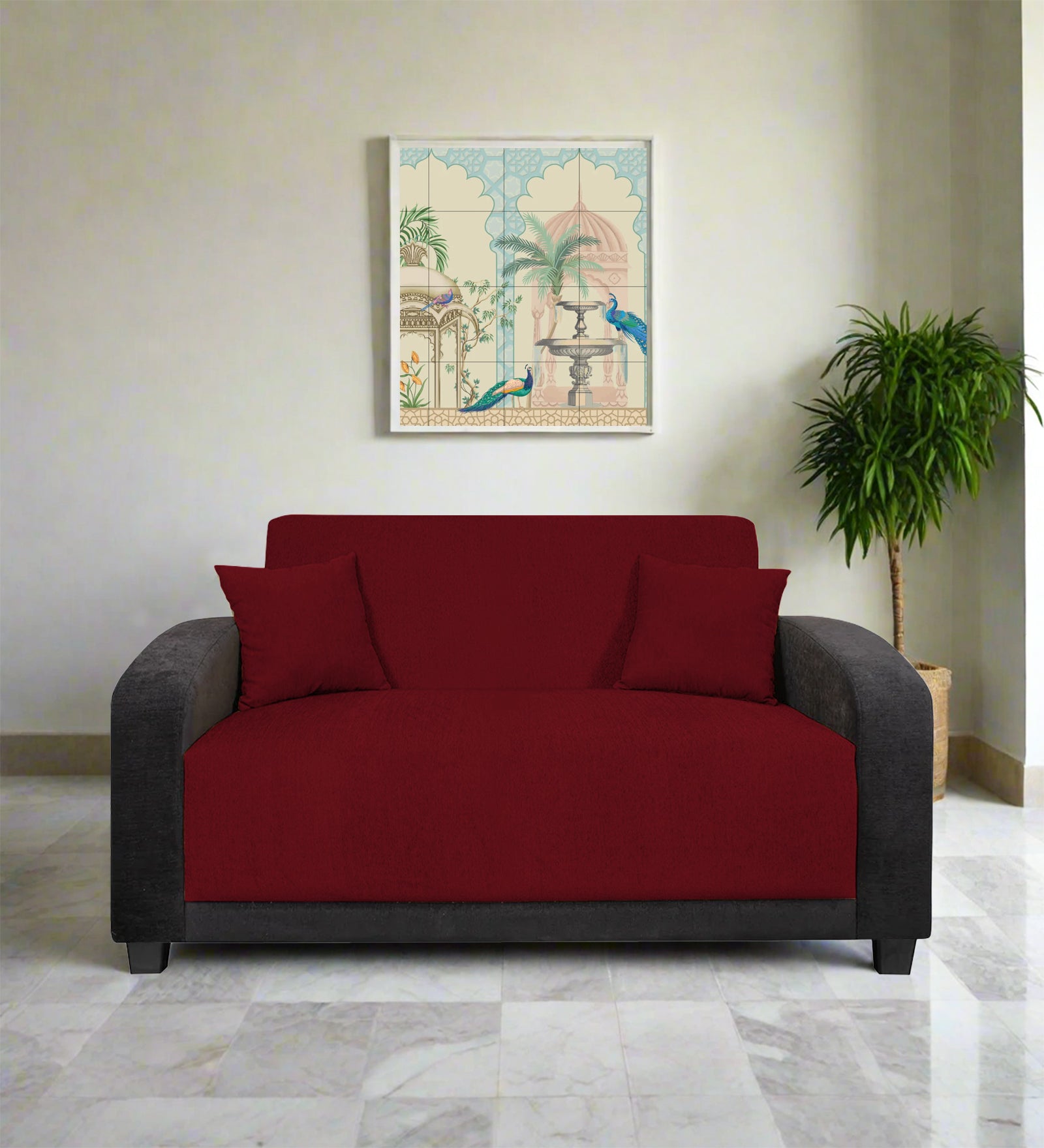 Alex Fabric 2 Seater Sofa In Ruby Red Colour - Febonic Living