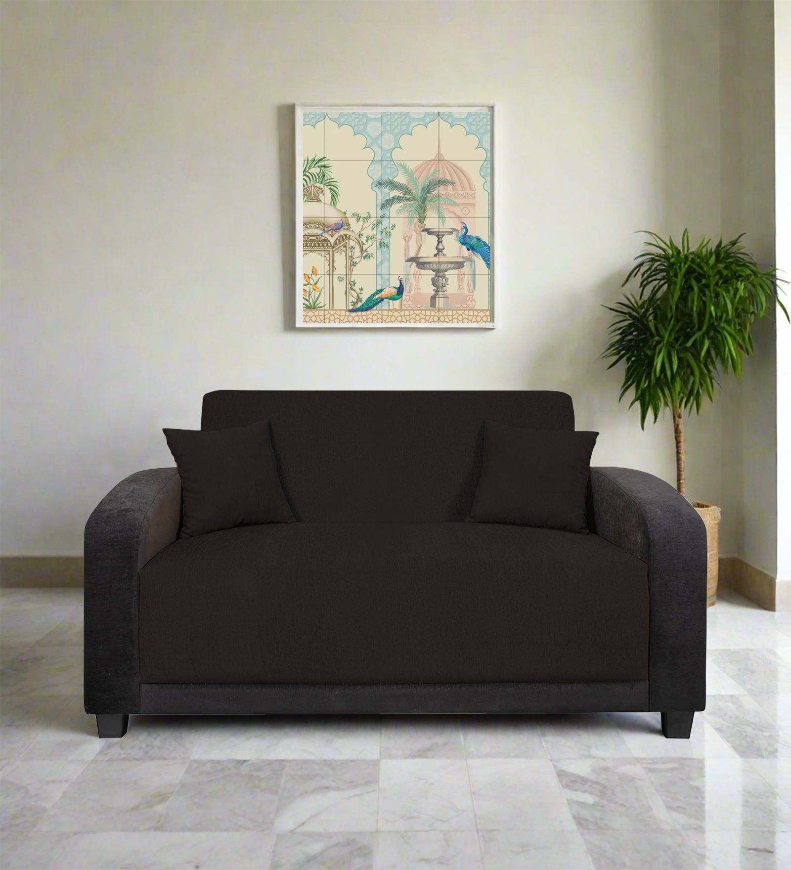 Alex Fabric 2 Seater Sofa In Cara Brown Colour - Febonic Living