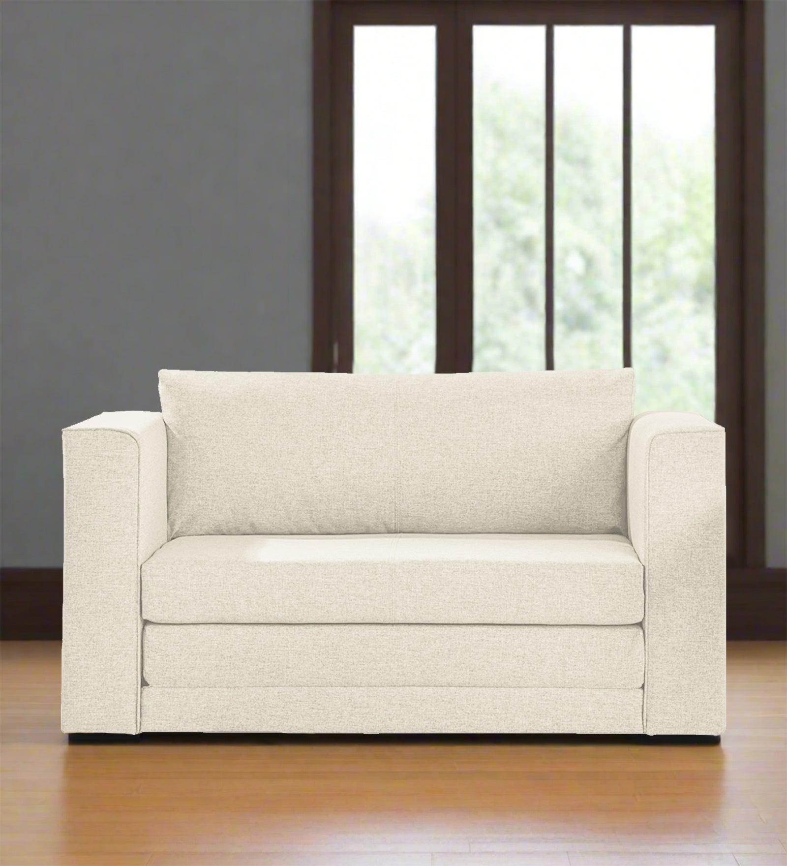 Kenia Fabric 2 Seater Foldable Sofa Cum Bed In Ivory cream Colour - Febonic Living