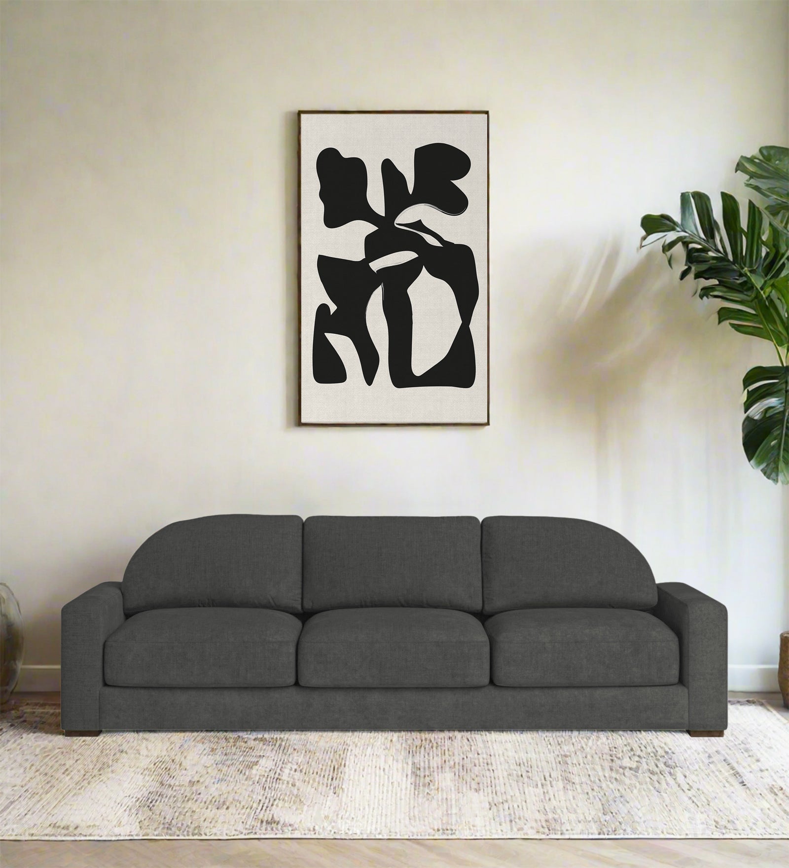 Dara Fabric 3 Seater Sofa In Charcoal Grey Colour - Febonic Living