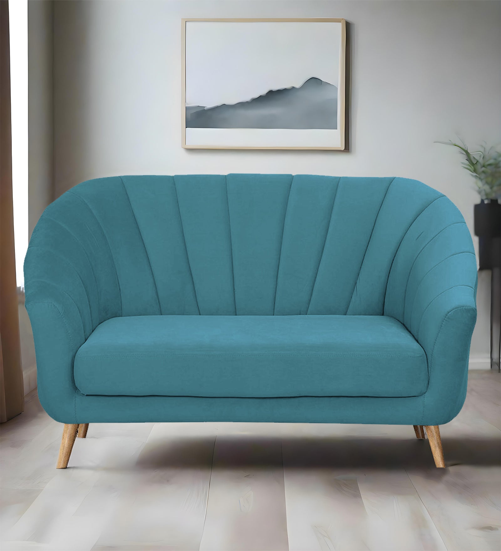 Kaylee Velvet 2 Seater Sofa In Aqua Blue Colour - Febonic Living