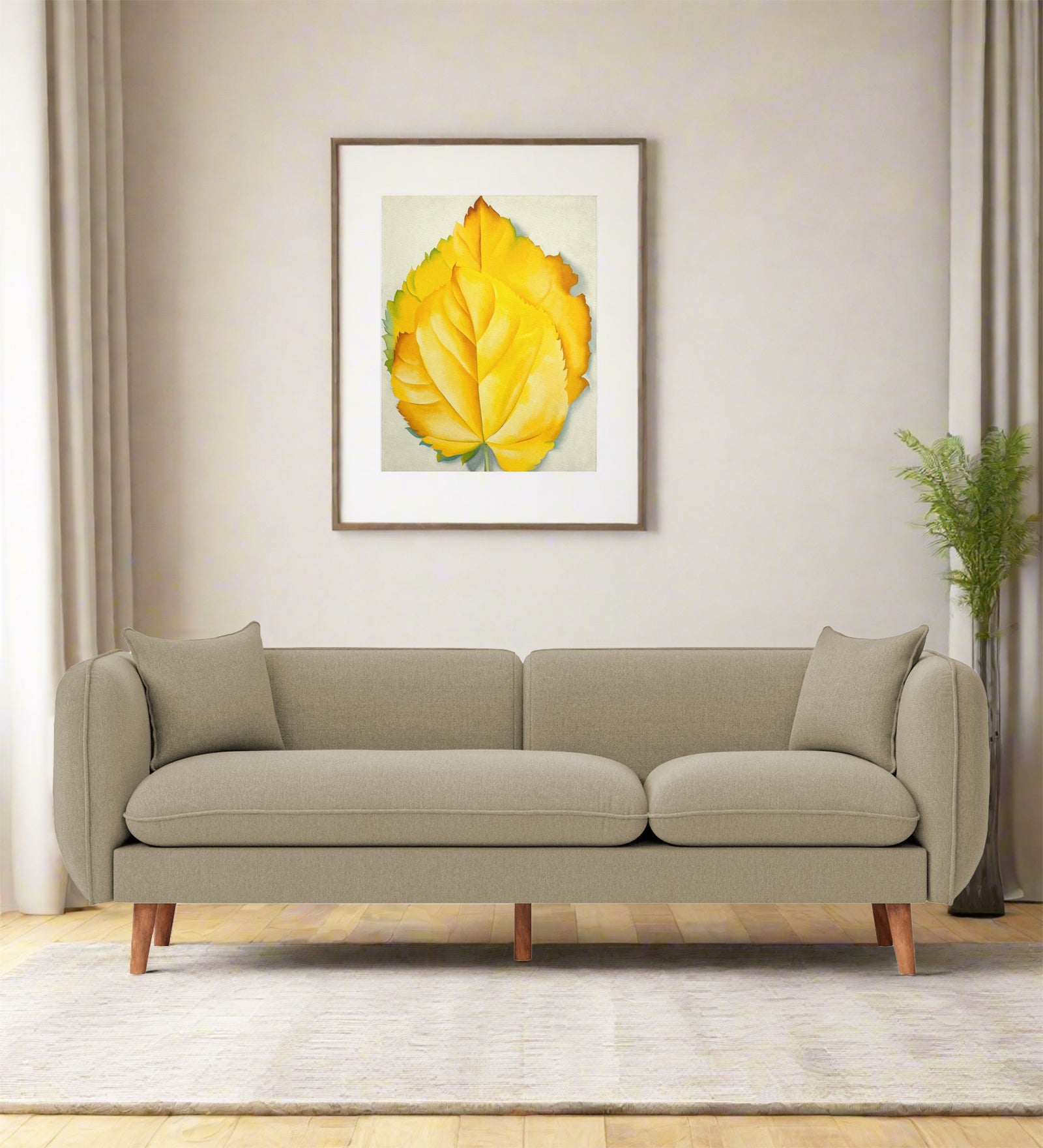 Reva Fabric 3 Seater Sofa In Honey Beige Colour - Febonic Living