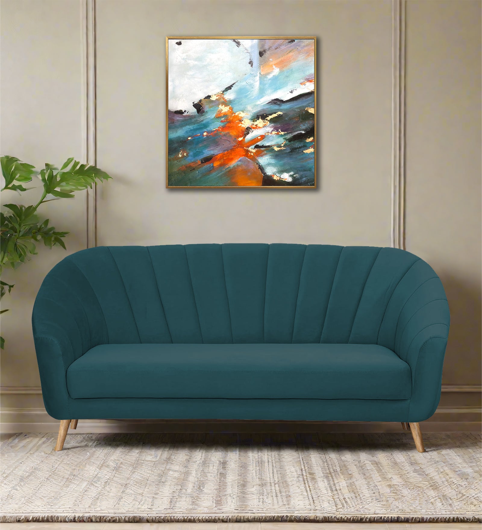 Kaylee Velvet 3 Seater Sofa In Arabian Green Colour - Febonic Living