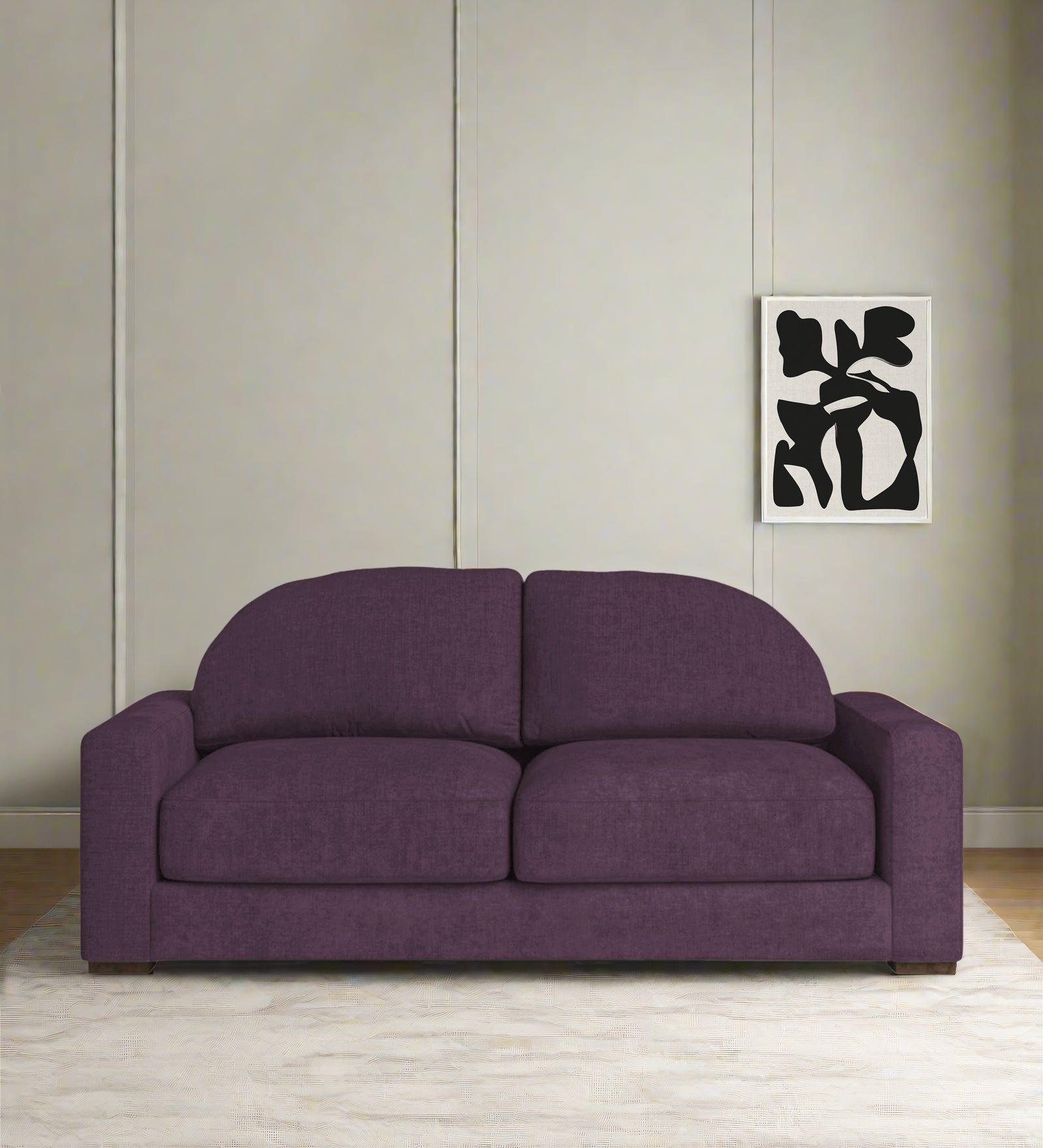 Dara Fabric 2 Seater Sofa In Greek Purple Colour - Febonic Living