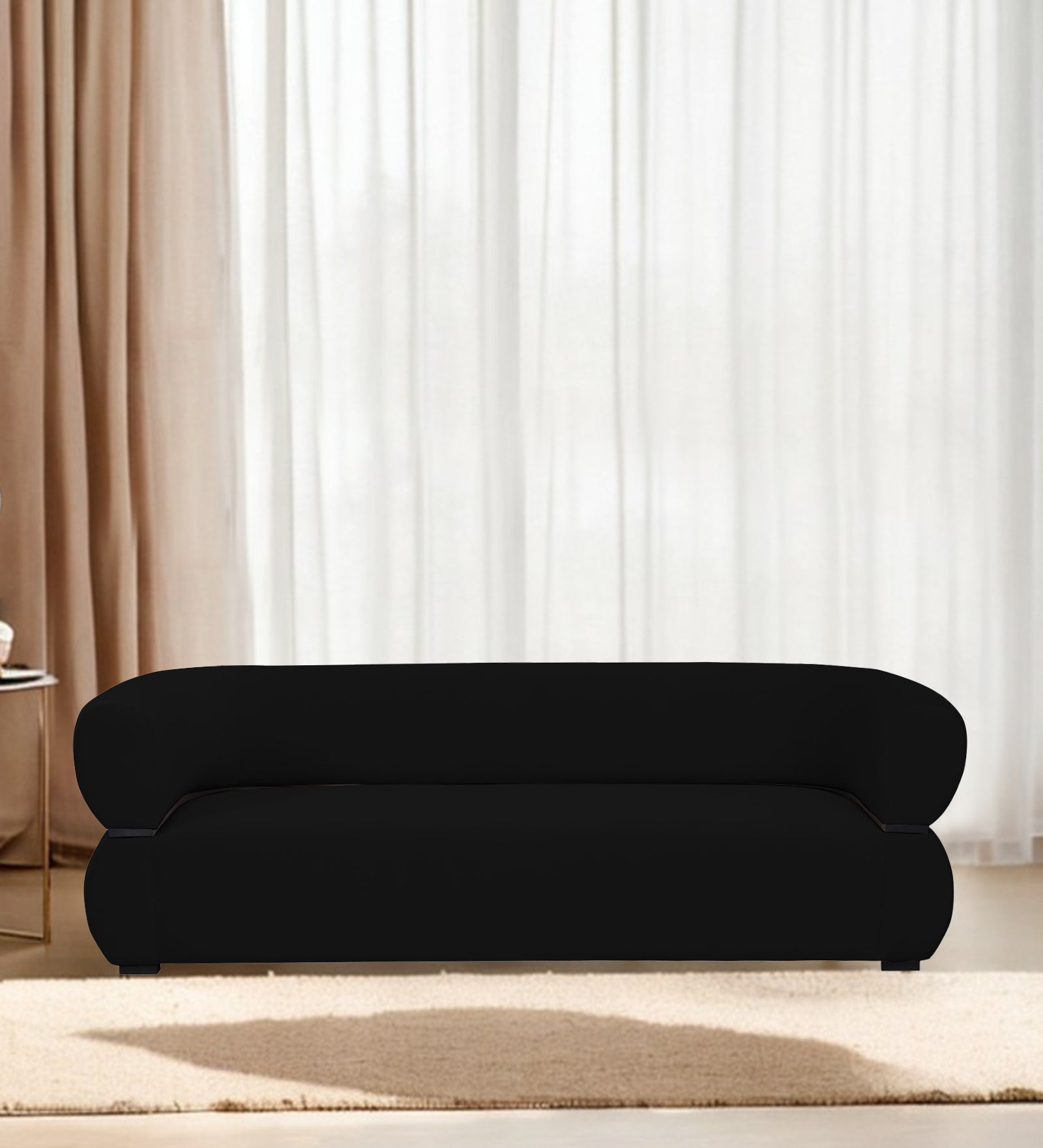 Kula Velvet 3 Seater Sofa In Adam Black Colour - Febonic Living