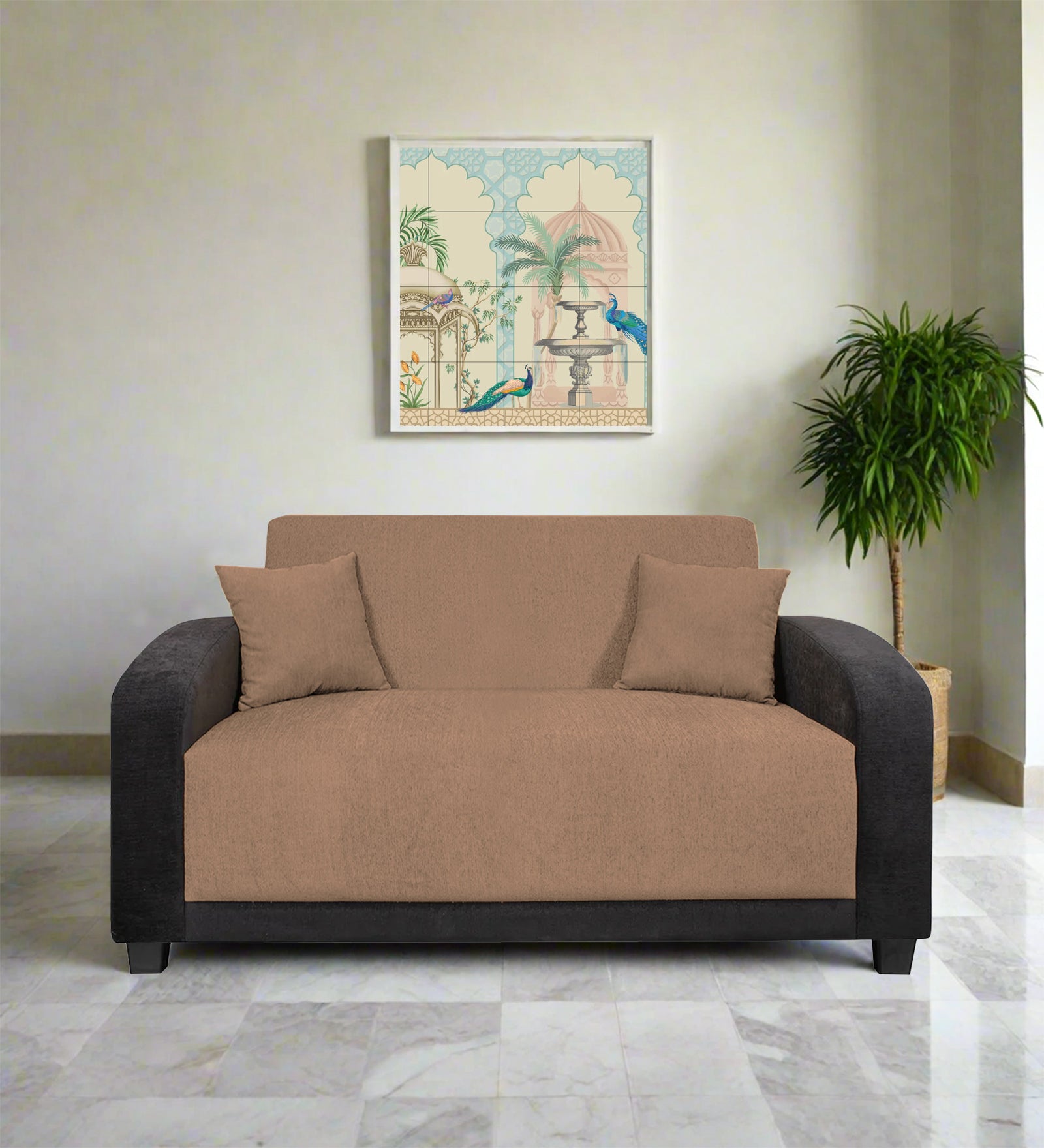 Alex Fabric 2 Seater Sofa In Cosmic Beige Colour - Febonic Living