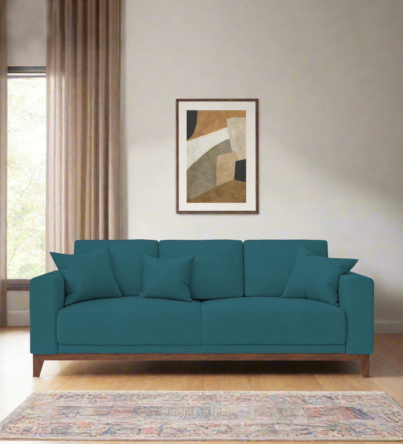 Luca Fabric 3 Seater Sofa In Water Blue Colour - Febonic Living