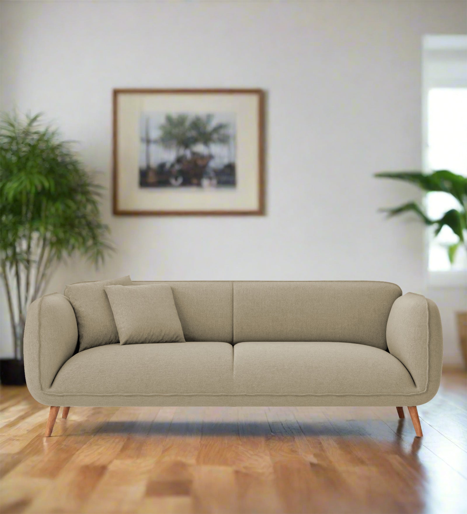 Zia Fabric 3 Seater Sofa In Honey Beige Colour - Febonic Living