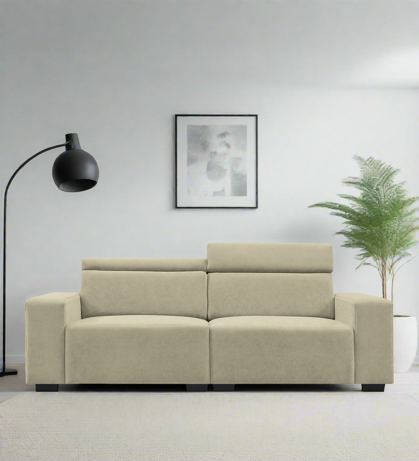 Hiro Fabric 2 Seater Sofa In Carnival Beige Colour - Febonic Living