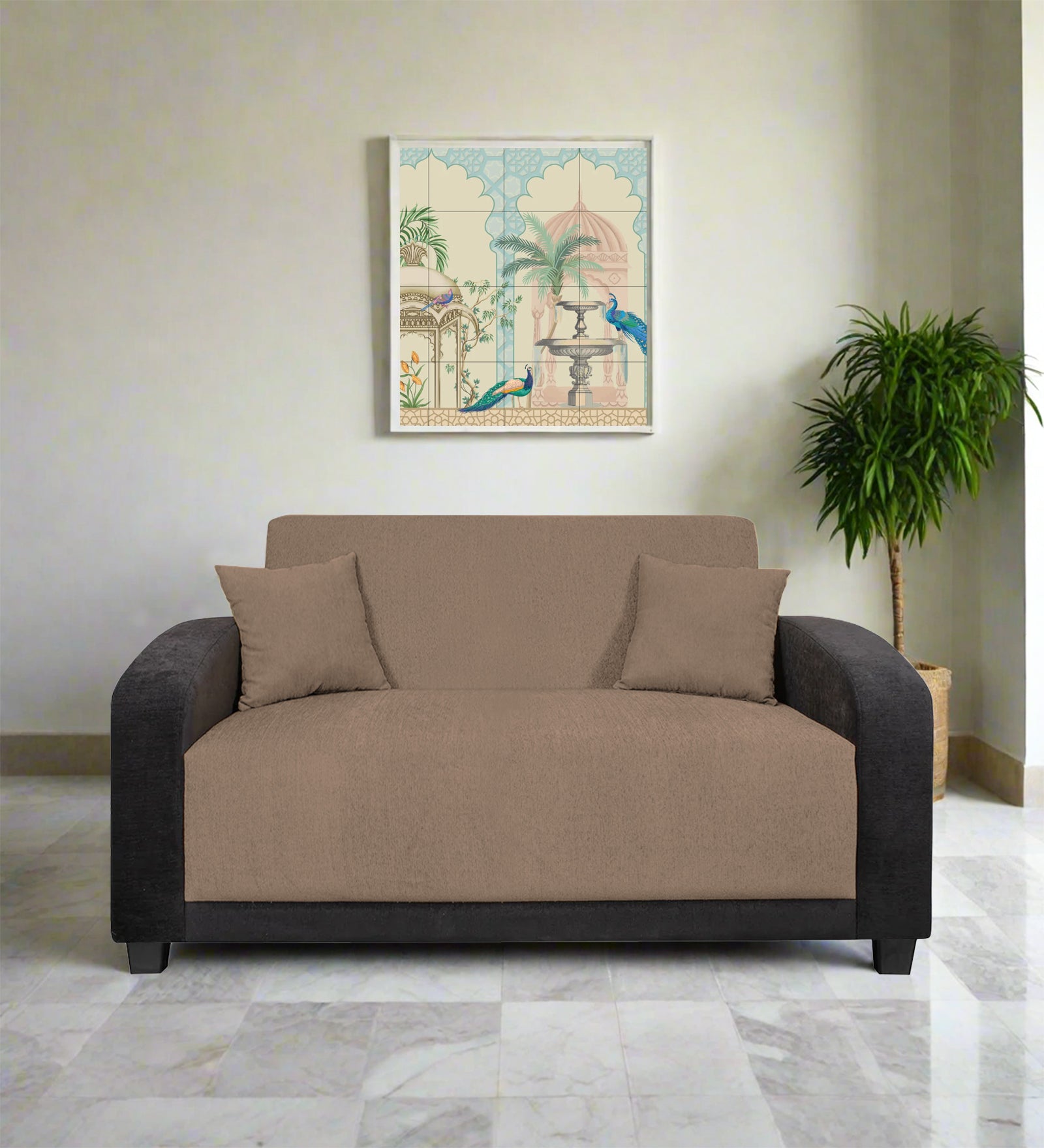 Alex Fabric 2 Seater Sofa In Cookie Beige Colour - Febonic Living