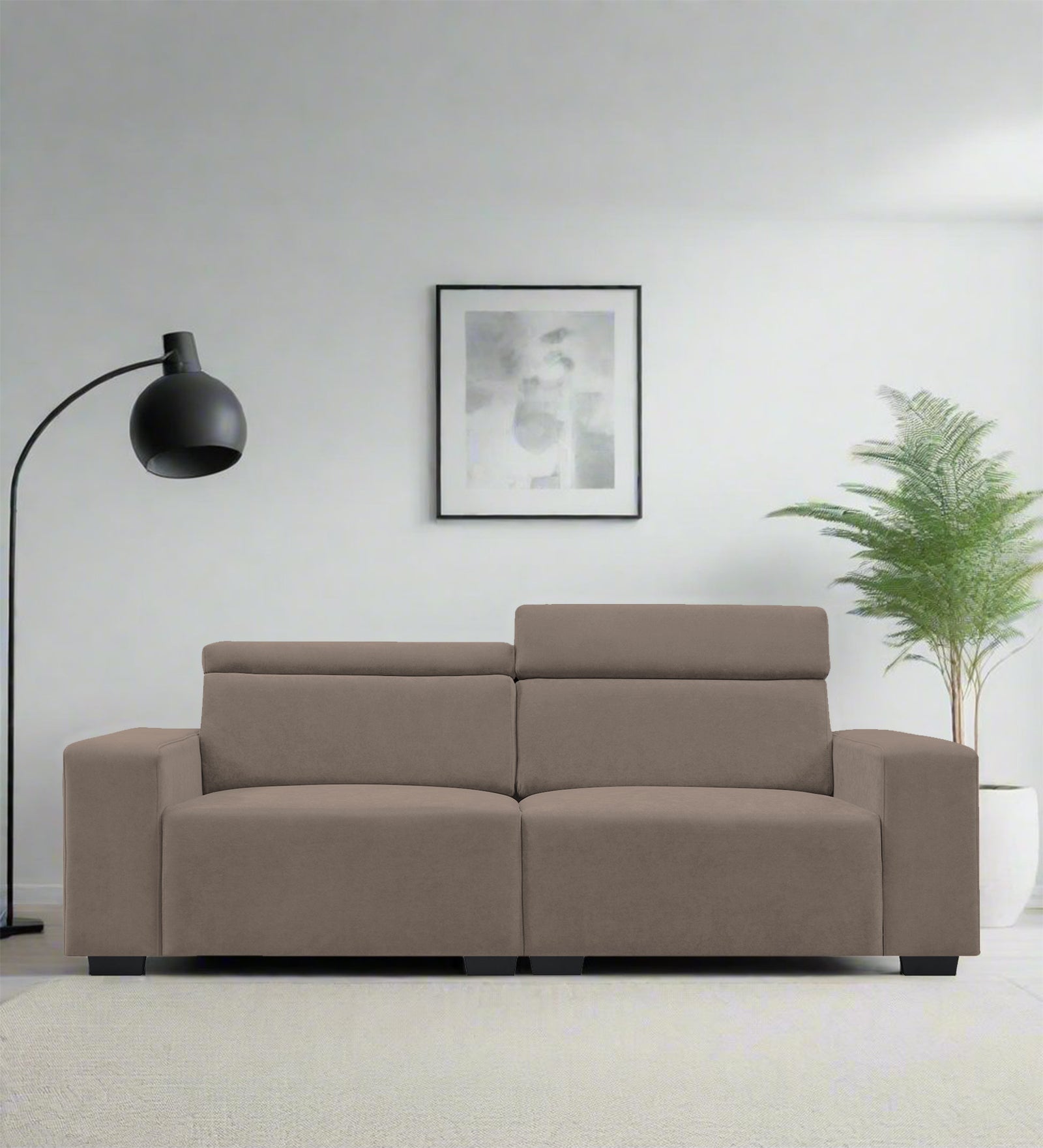 Hiro Fabric 2 Seater Sofa In Rock Beige Colour - Febonic Living