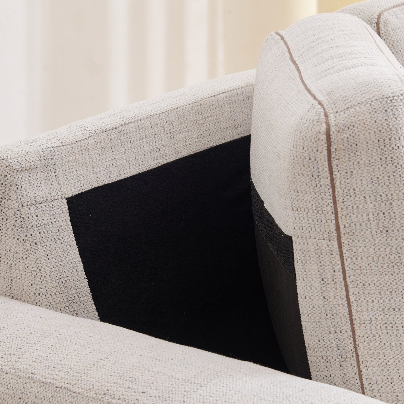 Quebec Fabric 1 Seater Sofa in Mayback Beige Colour - Febonic Living
