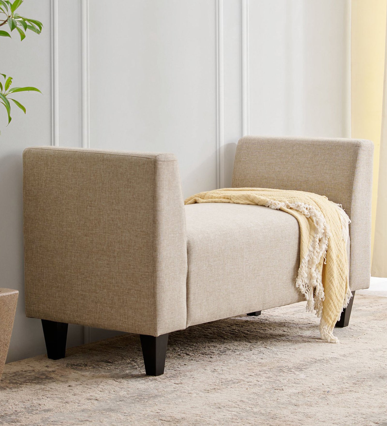 Berry Fabric Bench In Cosmic Beige Colour - Febonic Living