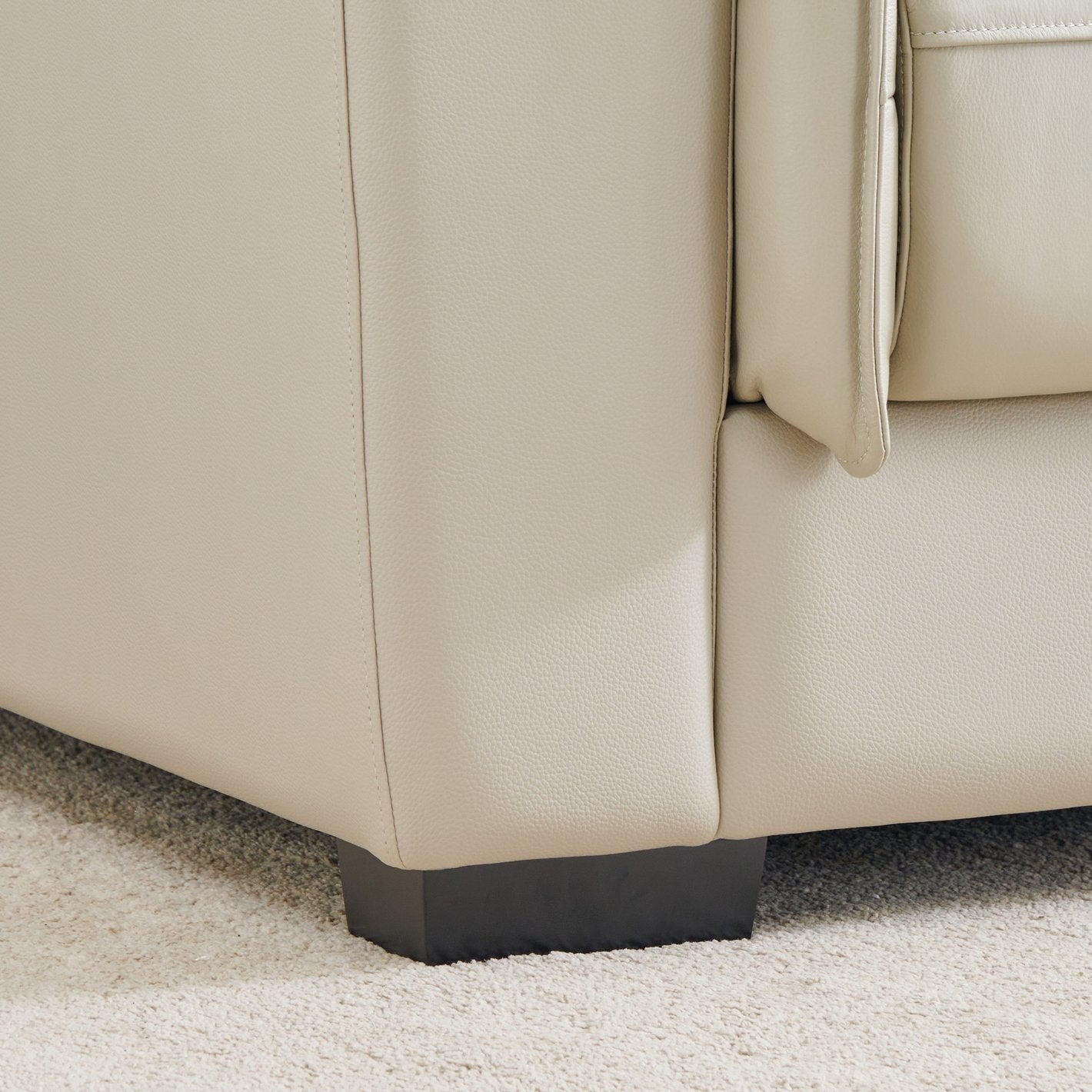 Magma Leather 3 Seater Sofa In Marble Beige Colour - Febonic Living