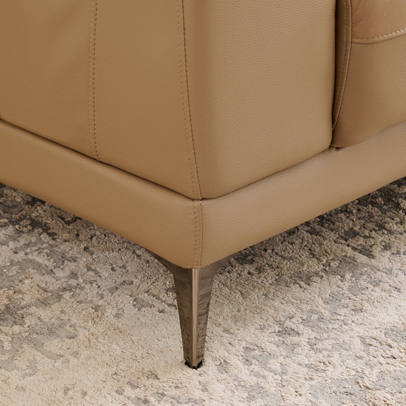 Arya Leatherette 3 Seater Sofa In Sepia Beige Colour - Febonic Living