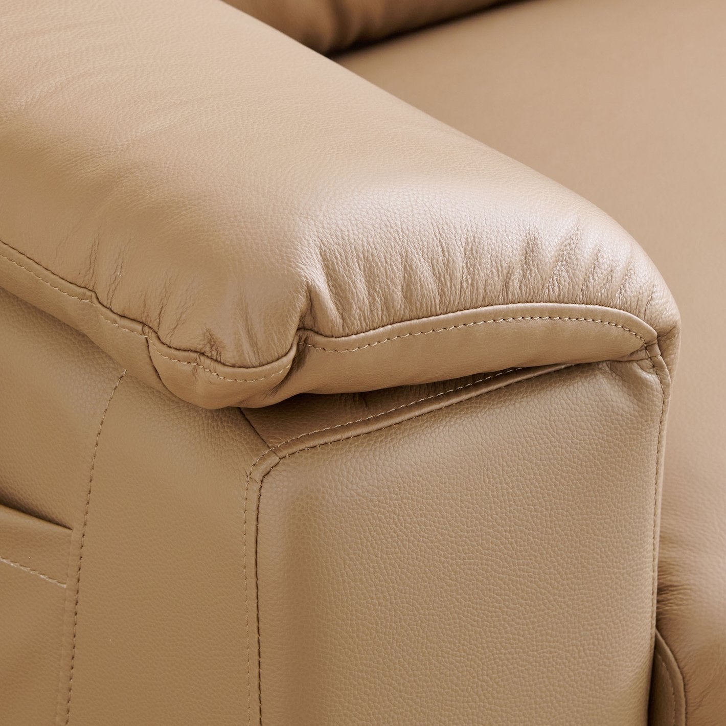 Arya Leatherette 3 Seater Sofa In Sepia Beige Colour - Febonic Living