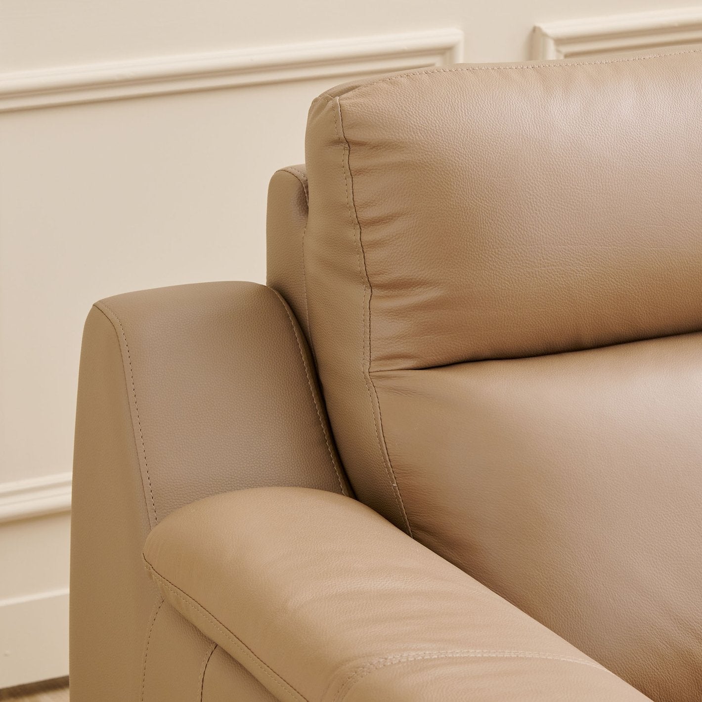 Arya Leatherette 3 Seater Sofa In Sepia Beige Colour - Febonic Living