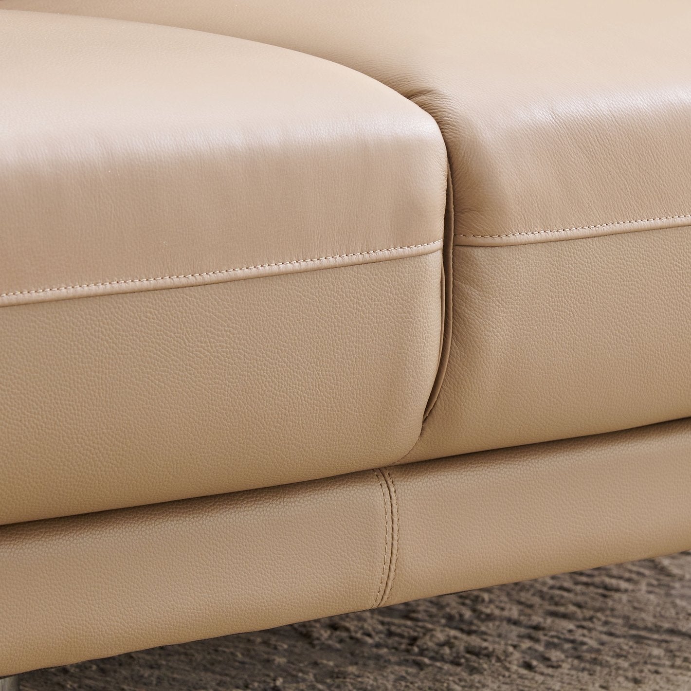 Arya Leatherette 3 Seater Sofa In Sepia Beige Colour - Febonic Living